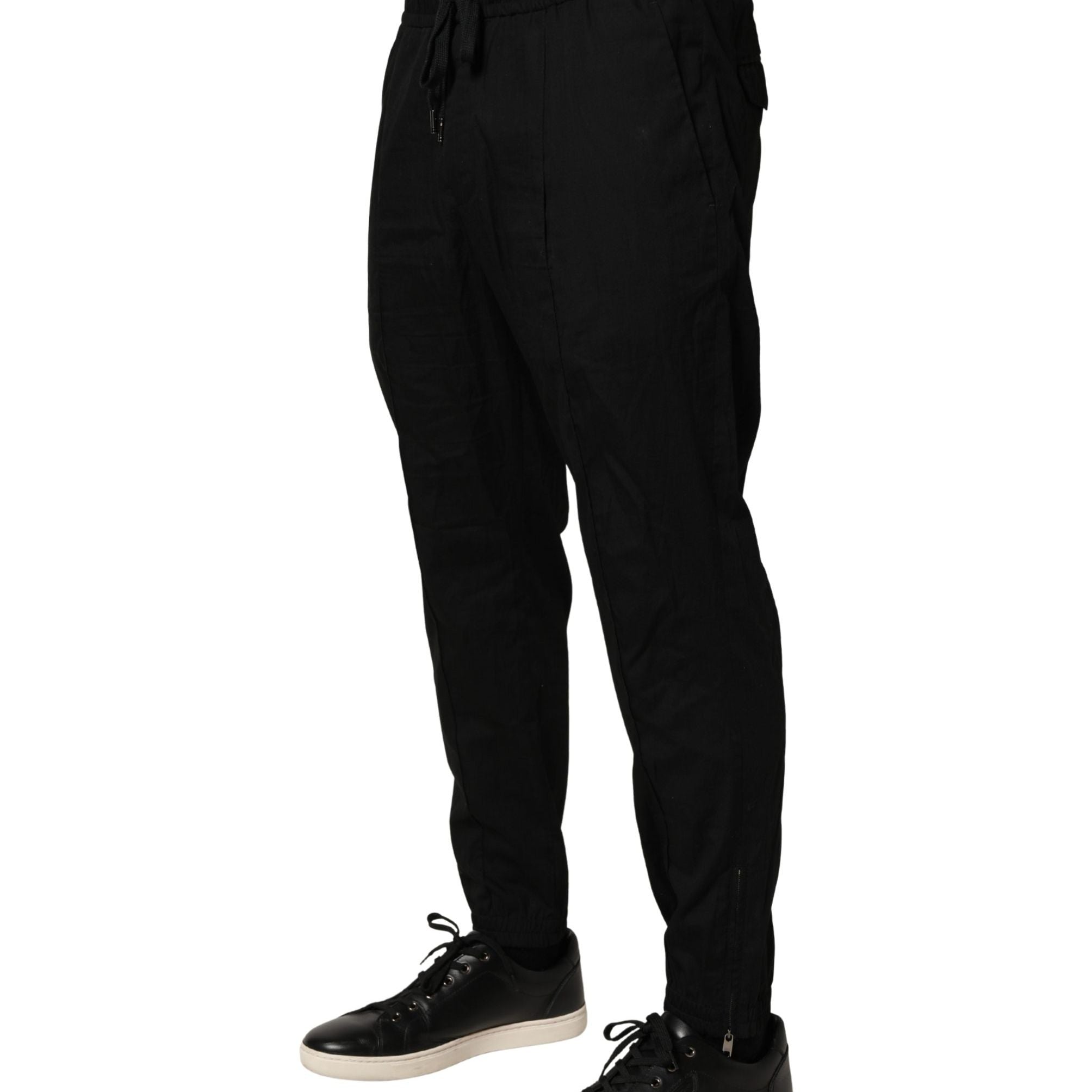 Dolce & Gabbana Black Cotton Skinny Men Jogger Trouser Pants