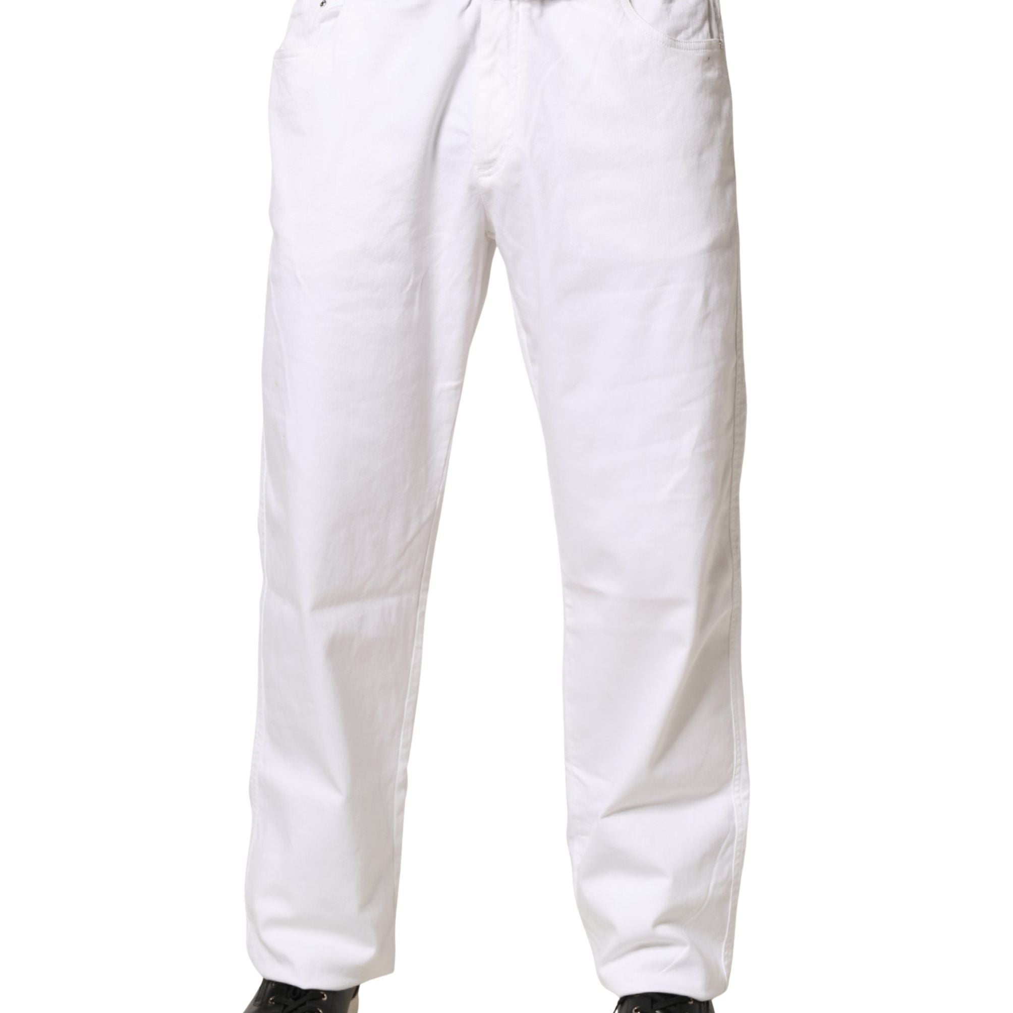 Paul & Shark White Straight Mid Waist Denim Trouser Jeans