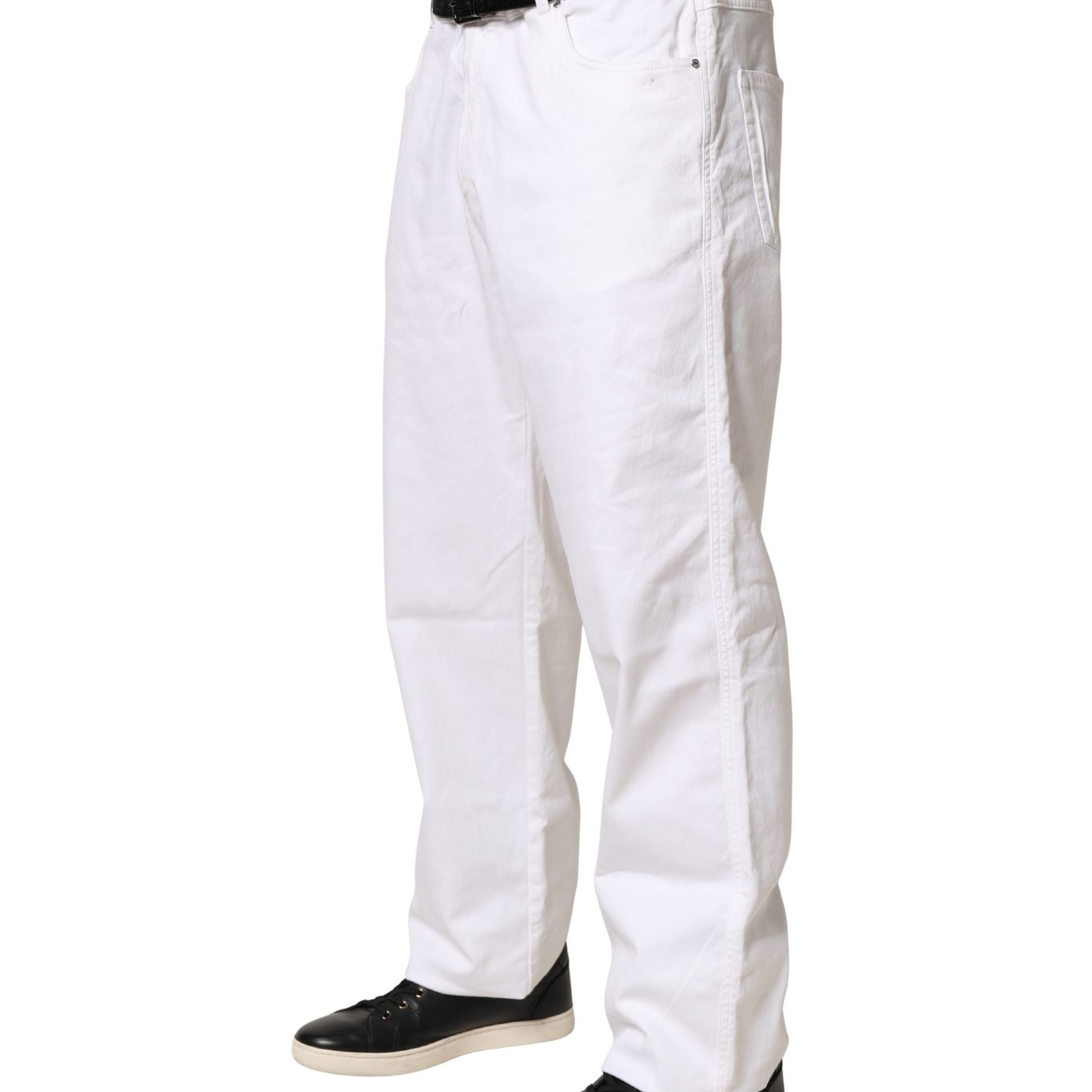 Paul & Shark White Straight Mid Waist Denim Trouser Jeans