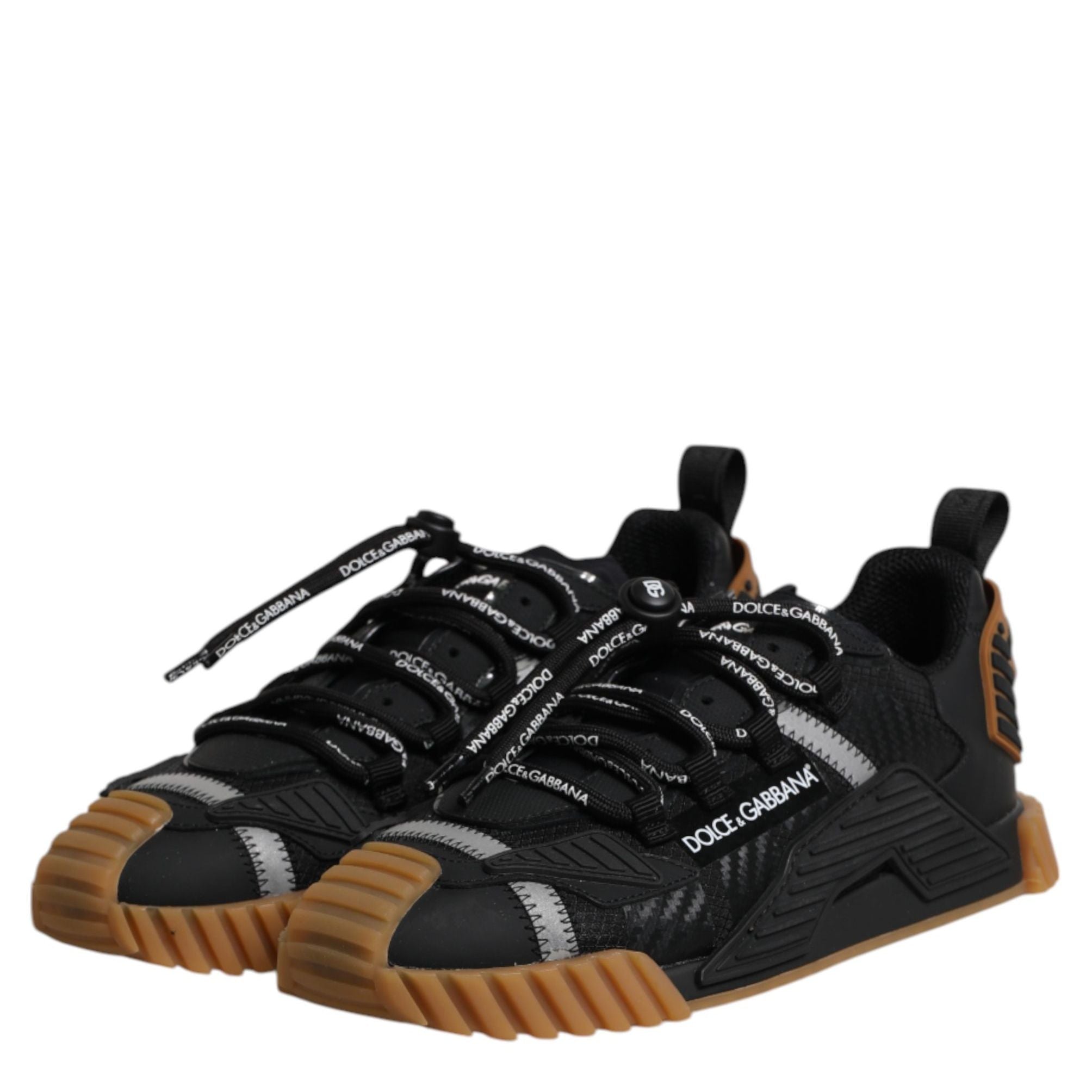 Dolce & Gabbana Black Logo Lace Up Low Top NS1 Sneakers Shoes