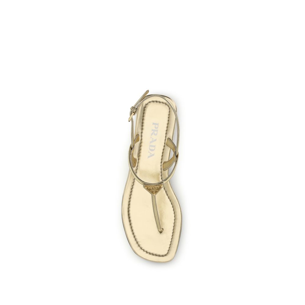 Prada Silver Calf Leather Bos Taurus Flat Sandals