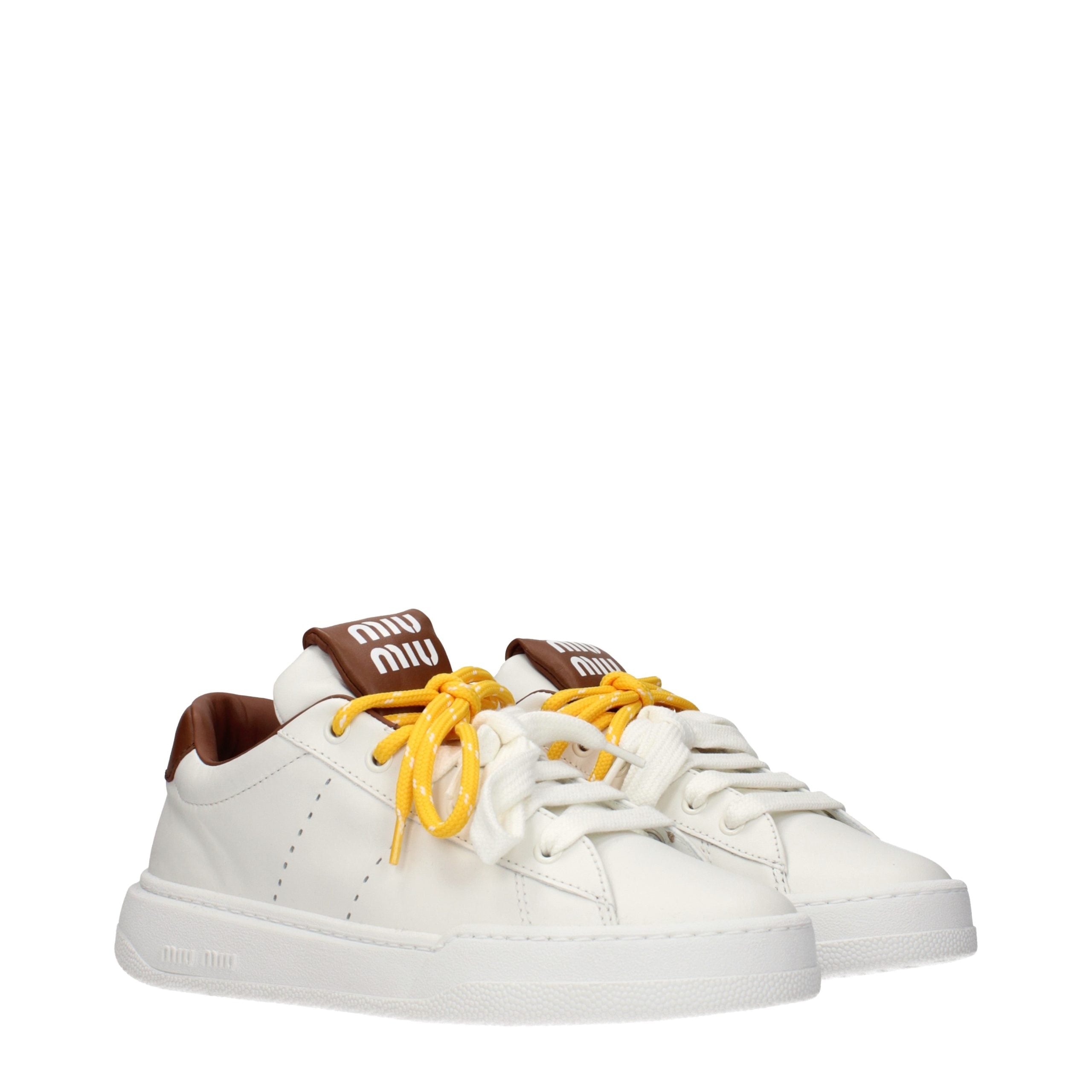 Miu Miu White Leather Low Top Sneakers