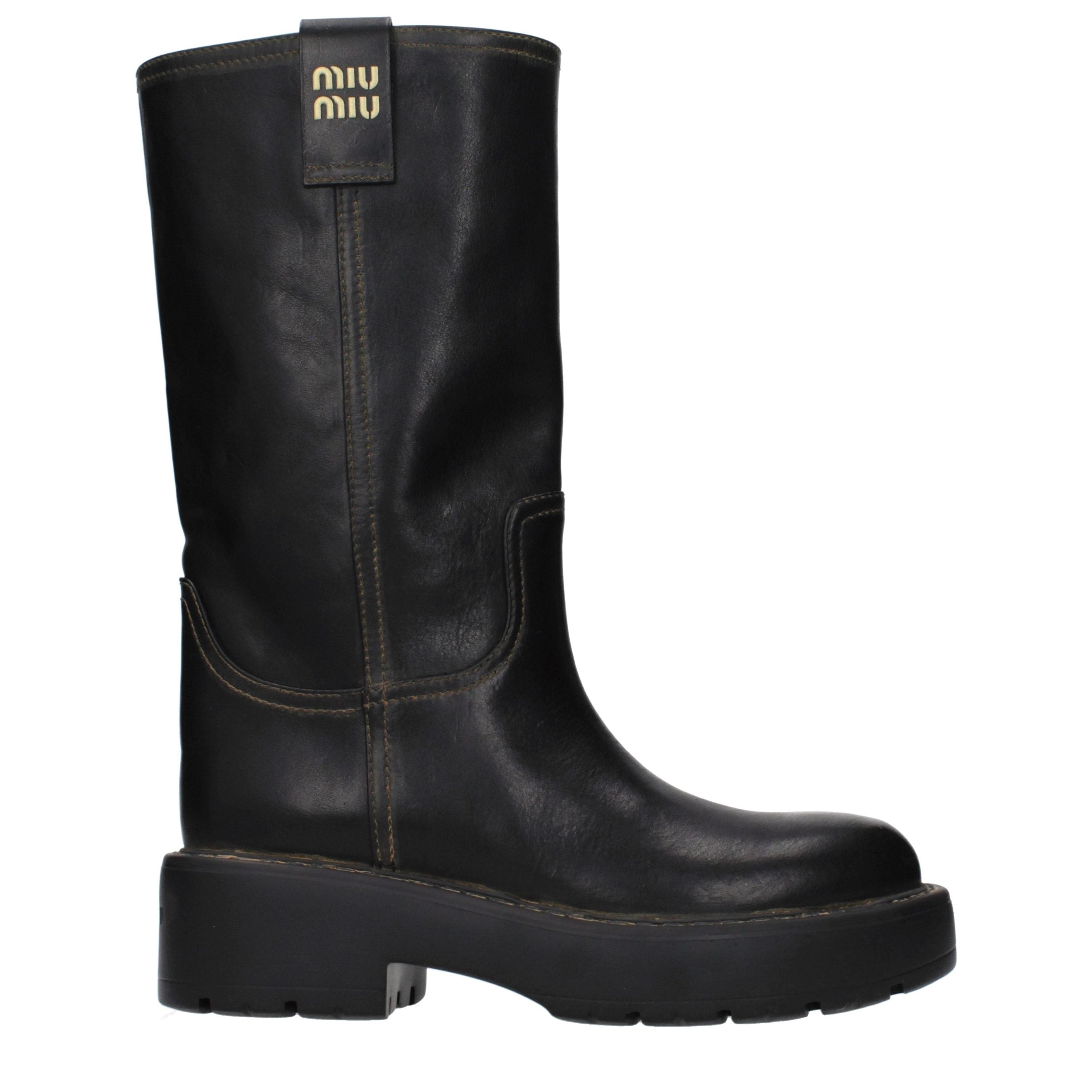 Miu Miu Black Leather Boots