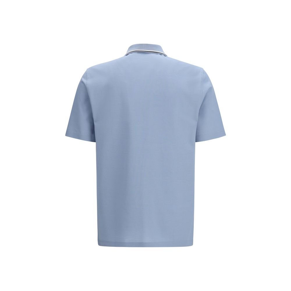 Ferragamo Blue Cotton Polo Shirt