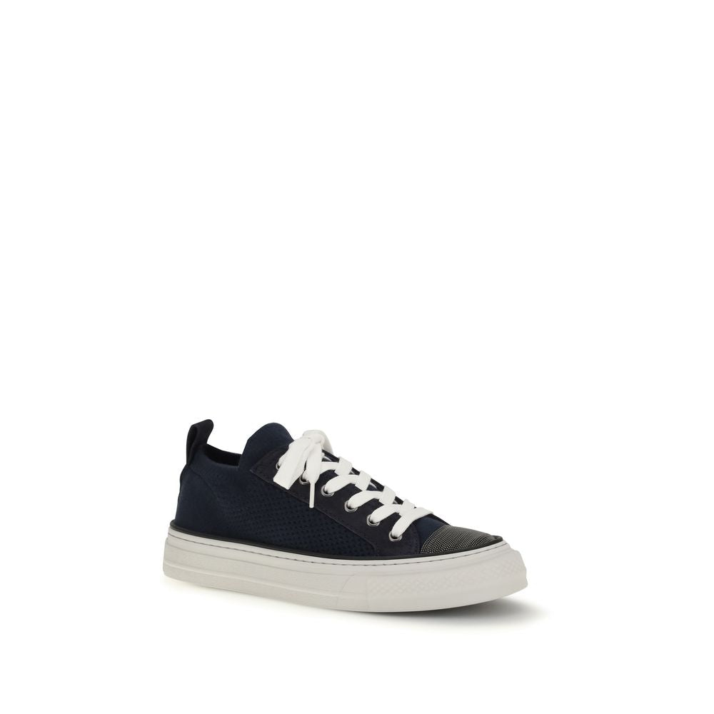 Brunello Cucinelli Black Cotton Low Top Sneakers