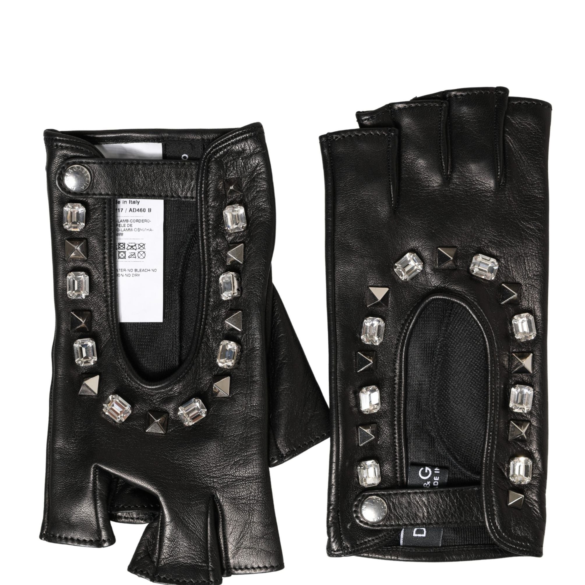 Dolce & Gabbana Women Black Embellished Wrist Length Mitten Gloves