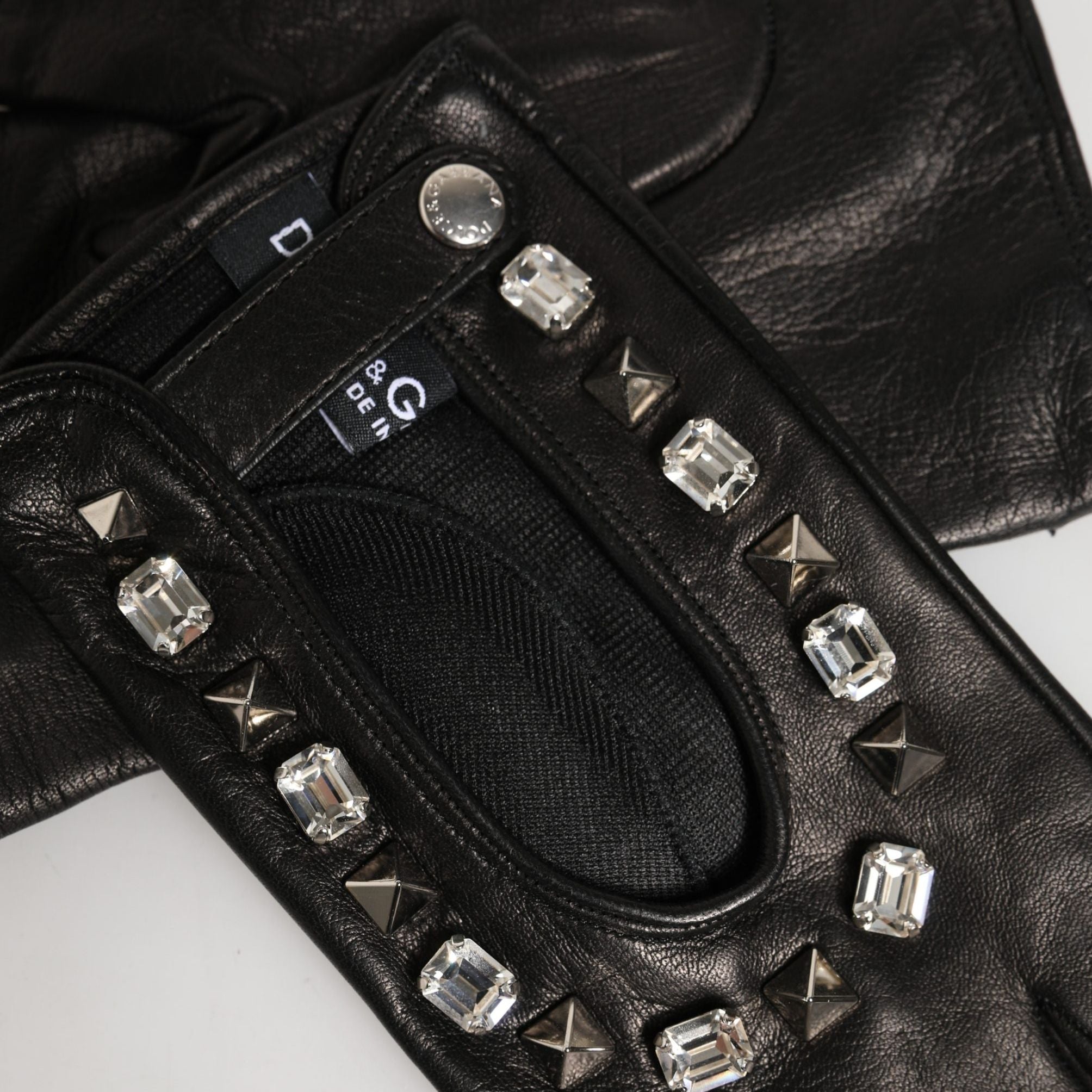 Dolce & Gabbana Women Black Embellished Wrist Length Mitten Gloves