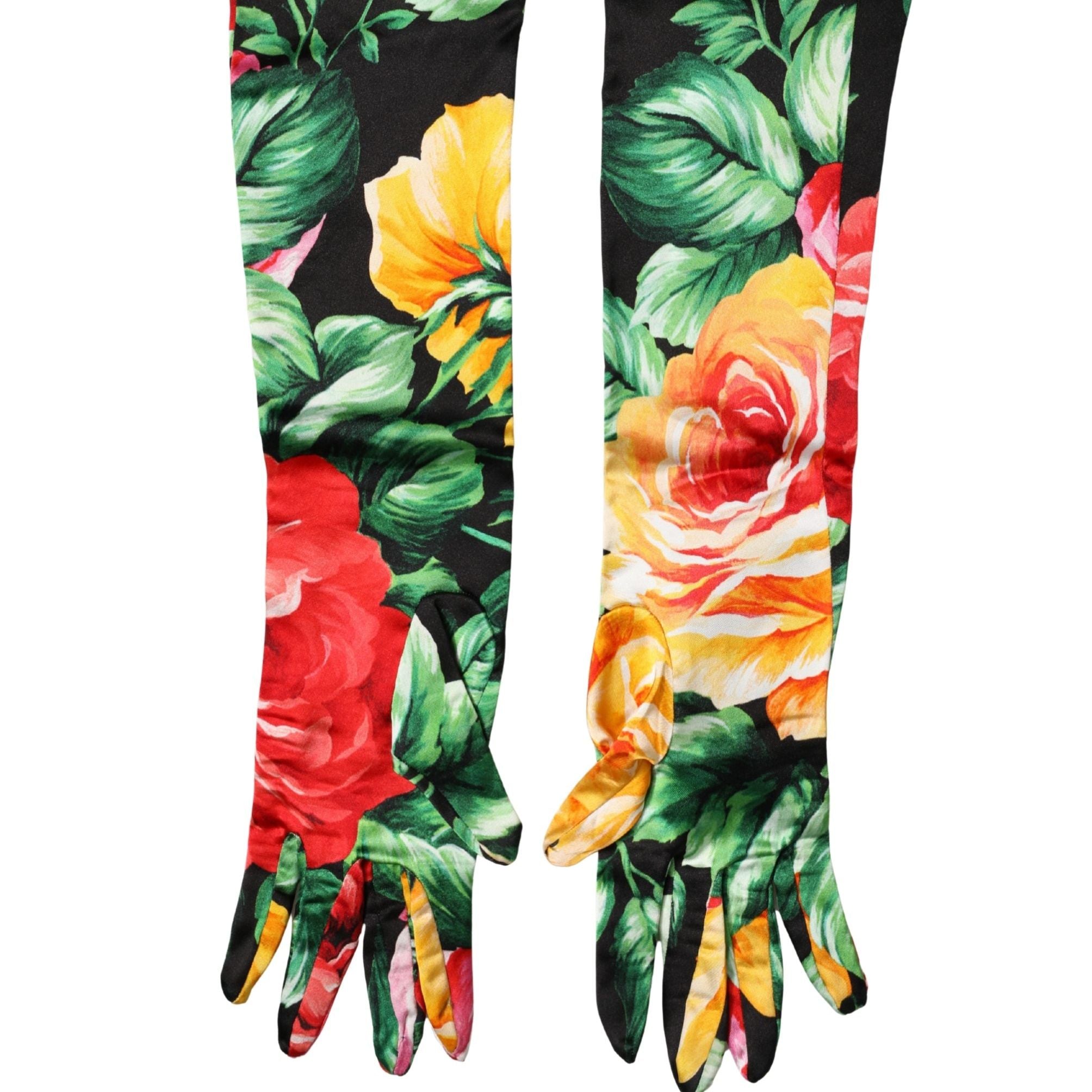 Dolce & Gabbana Multicolor Floral Print Elbow Length Women Gloves