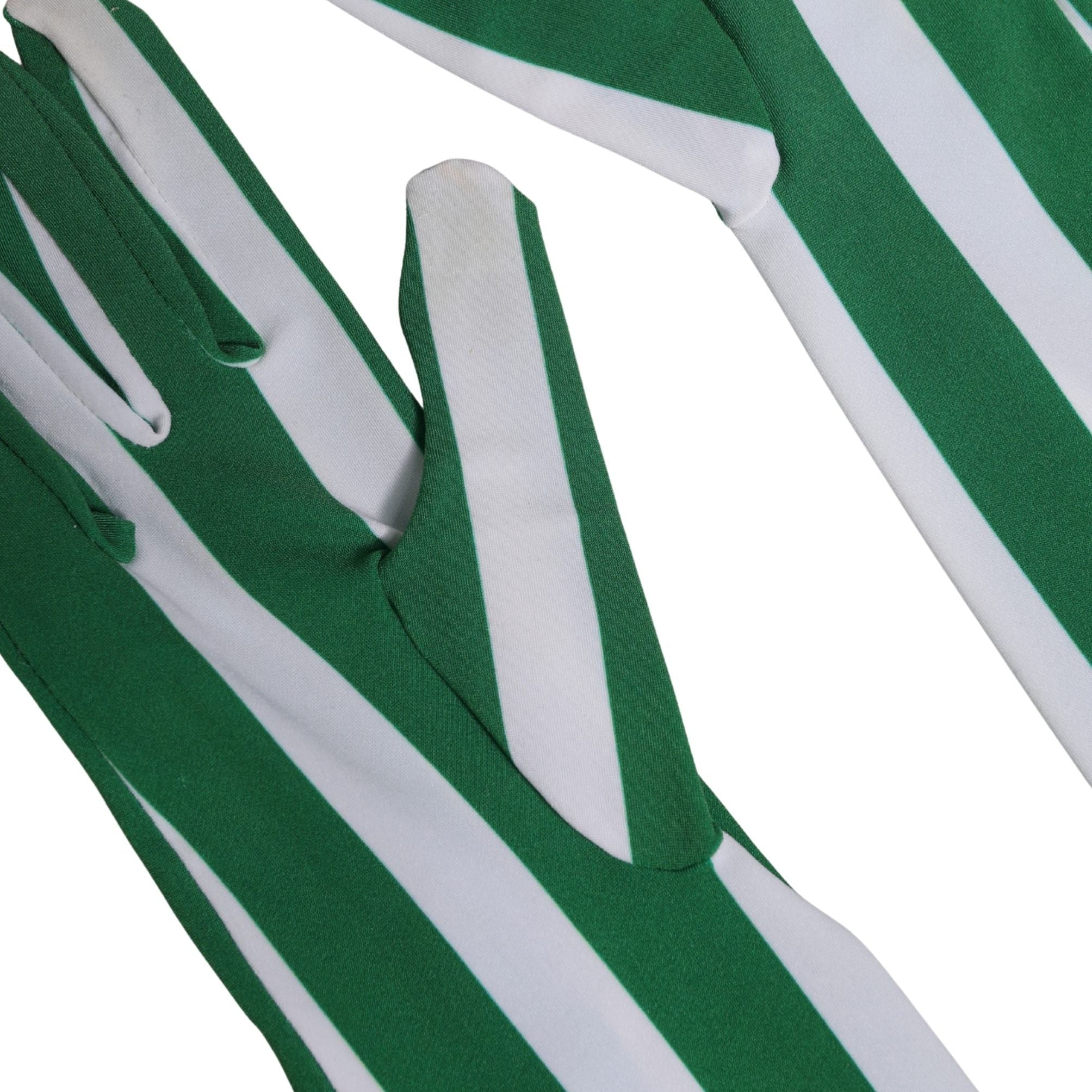 Dolce & Gabbana Green White Stripes Nylon Elbow Length Women Gloves