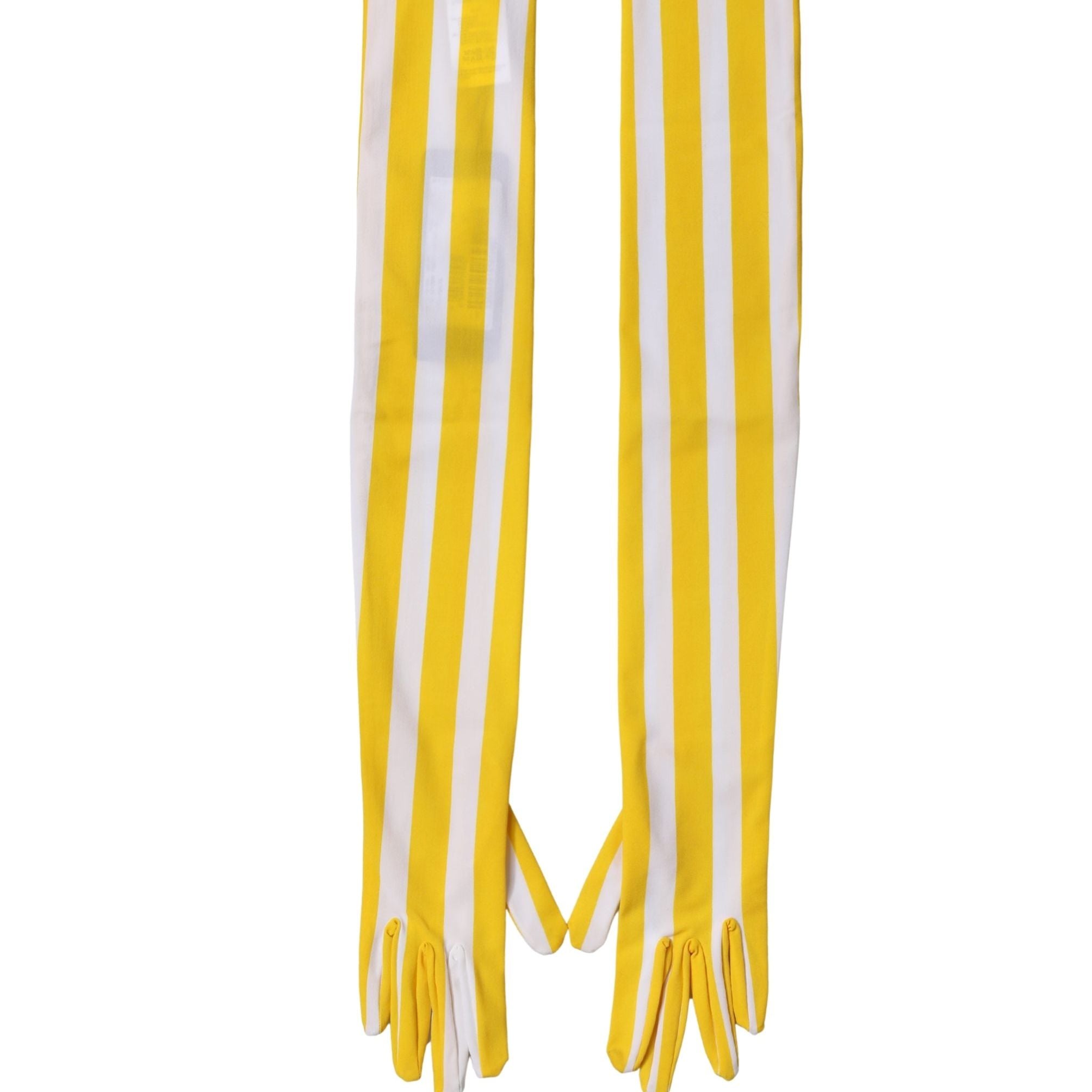 Dolce & Gabbana Yellow White Stripes Nylon Elbow Length Women Gloves