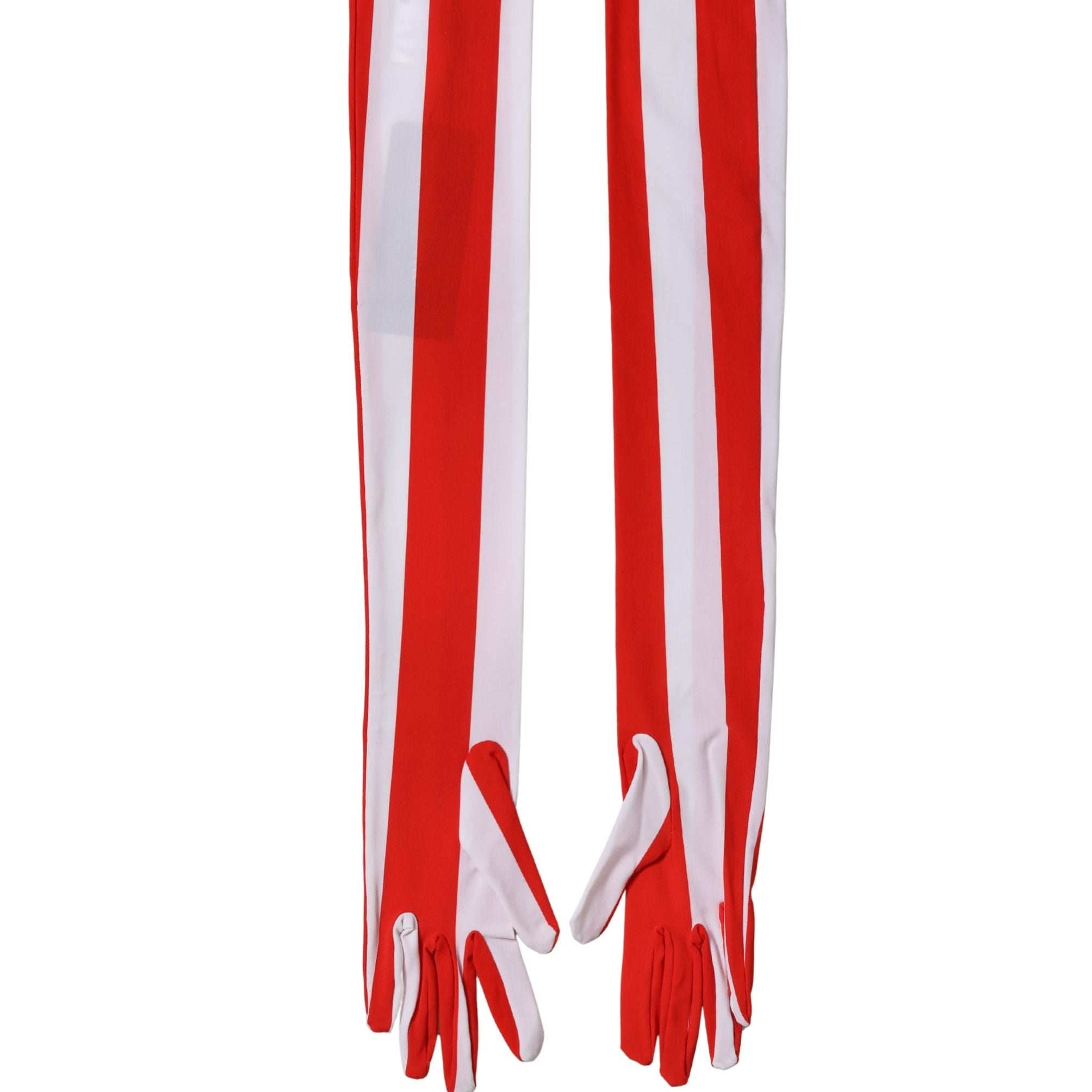 Dolce & Gabbana Red White Stripes Nylon Elbow Length Women Gloves