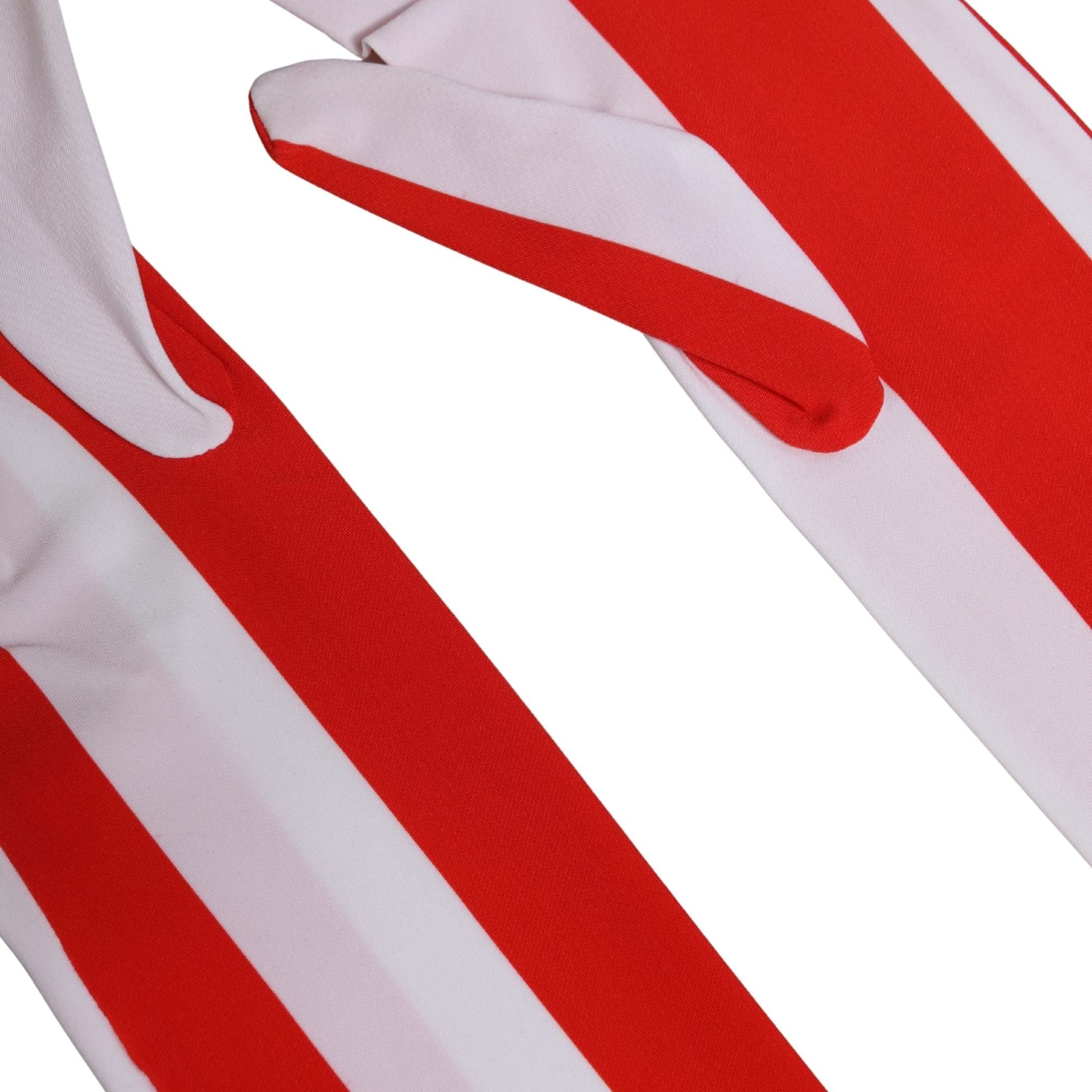 Dolce & Gabbana Red White Stripes Nylon Elbow Length Women Gloves