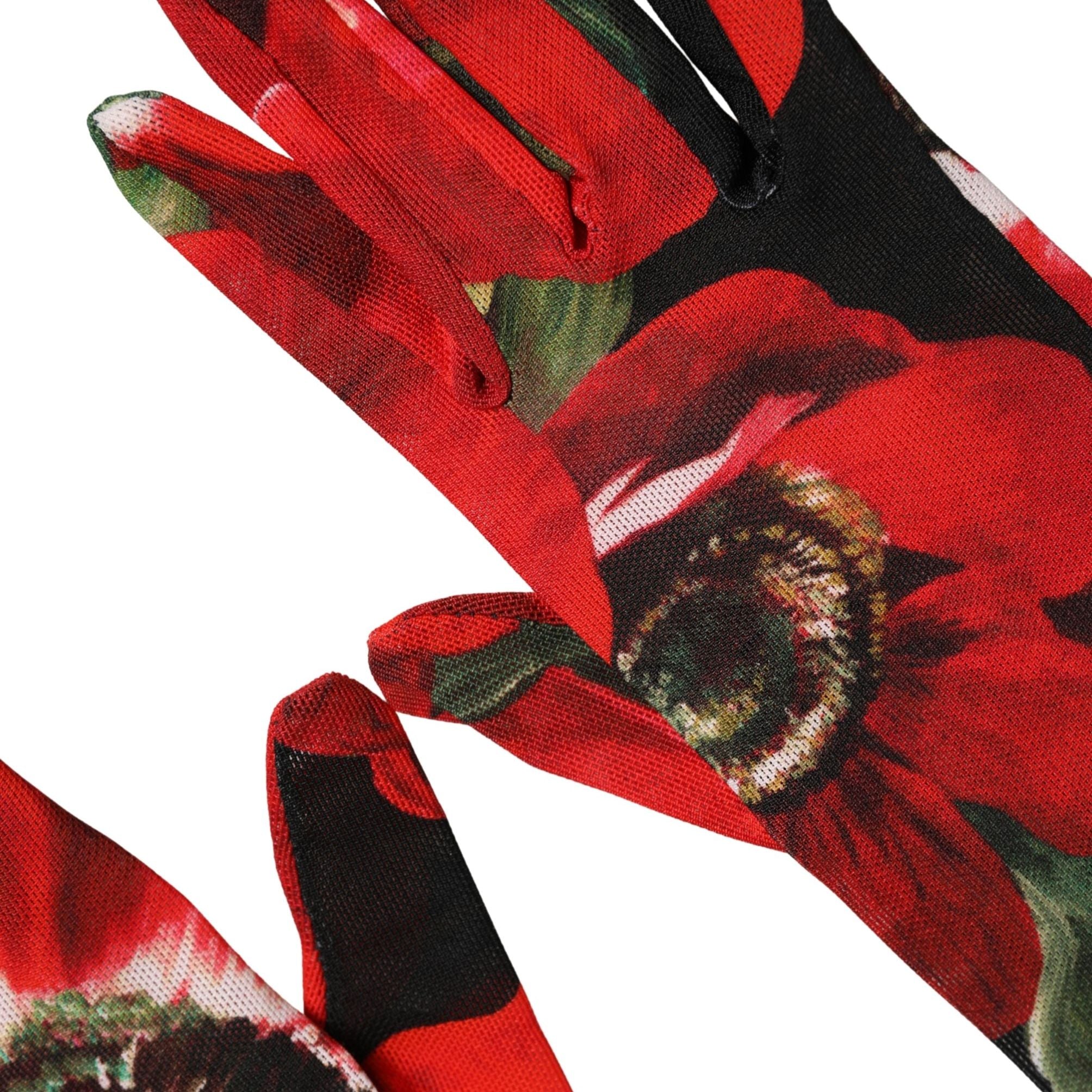 Dolce & Gabbana Multicolor Floral Print Elbow Length Women Gloves