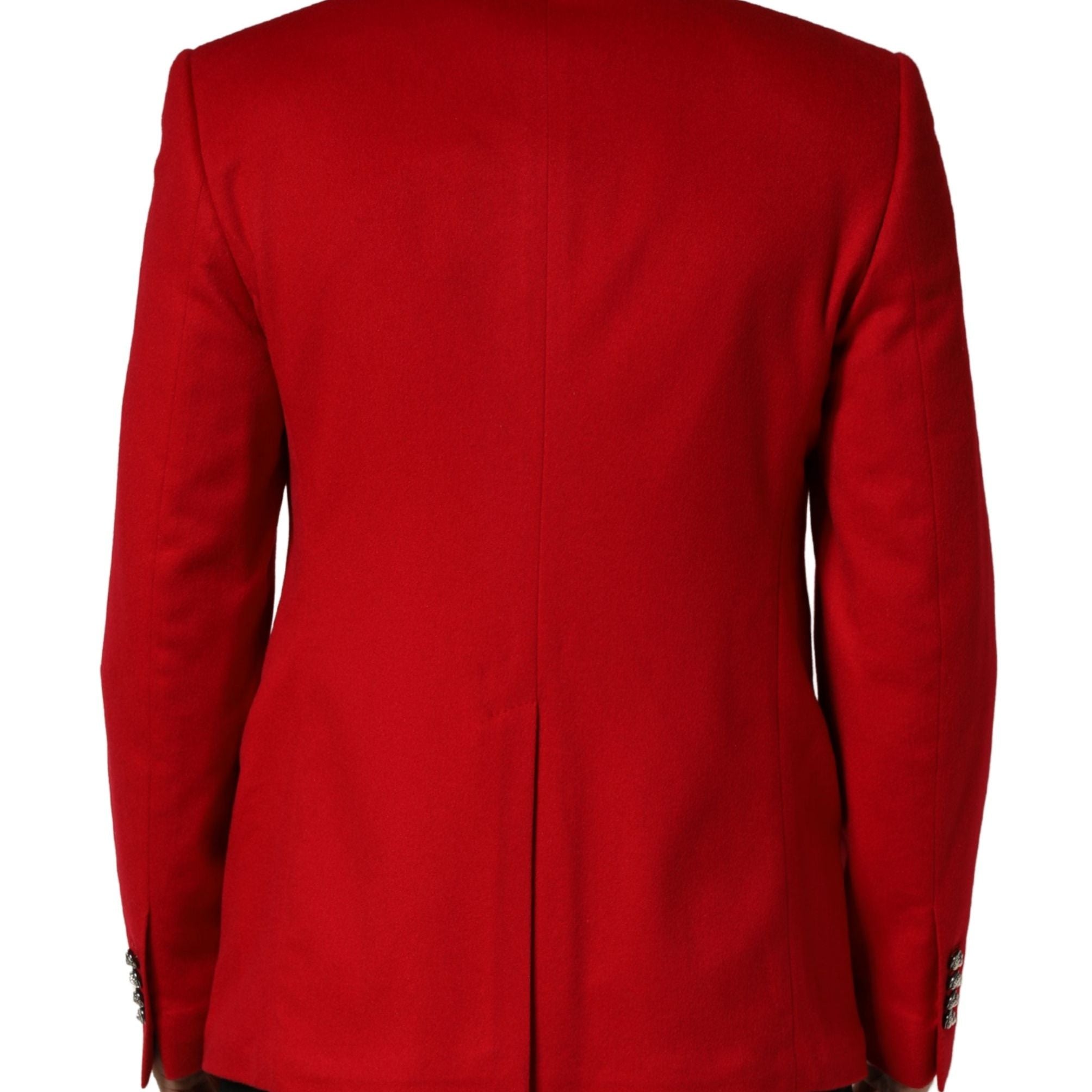 Dolce & Gabbana Red Cashmere Single Breasted Jacket Blazer