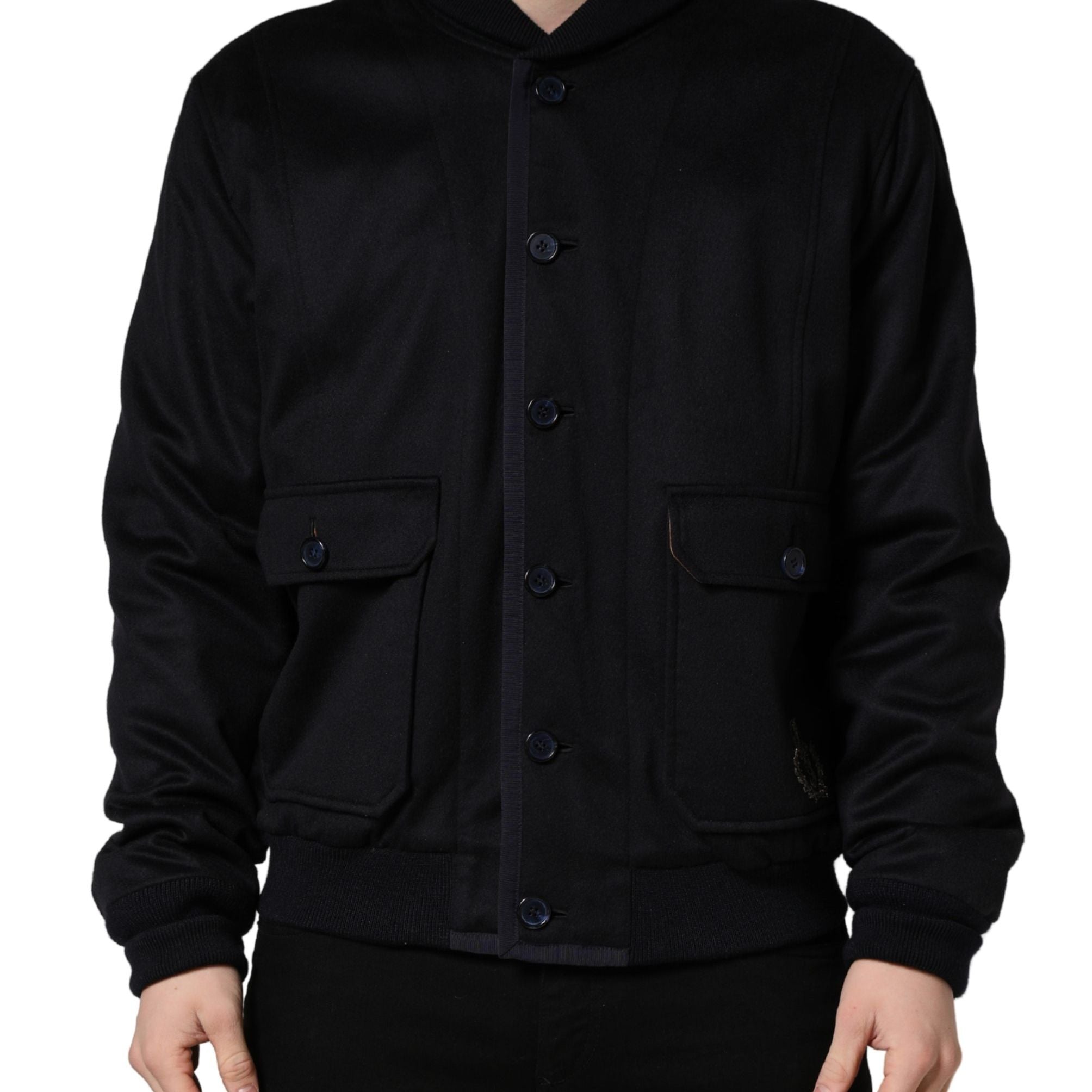 Dolce & Gabbana Black Cashmere Knitted Button Down Jacket