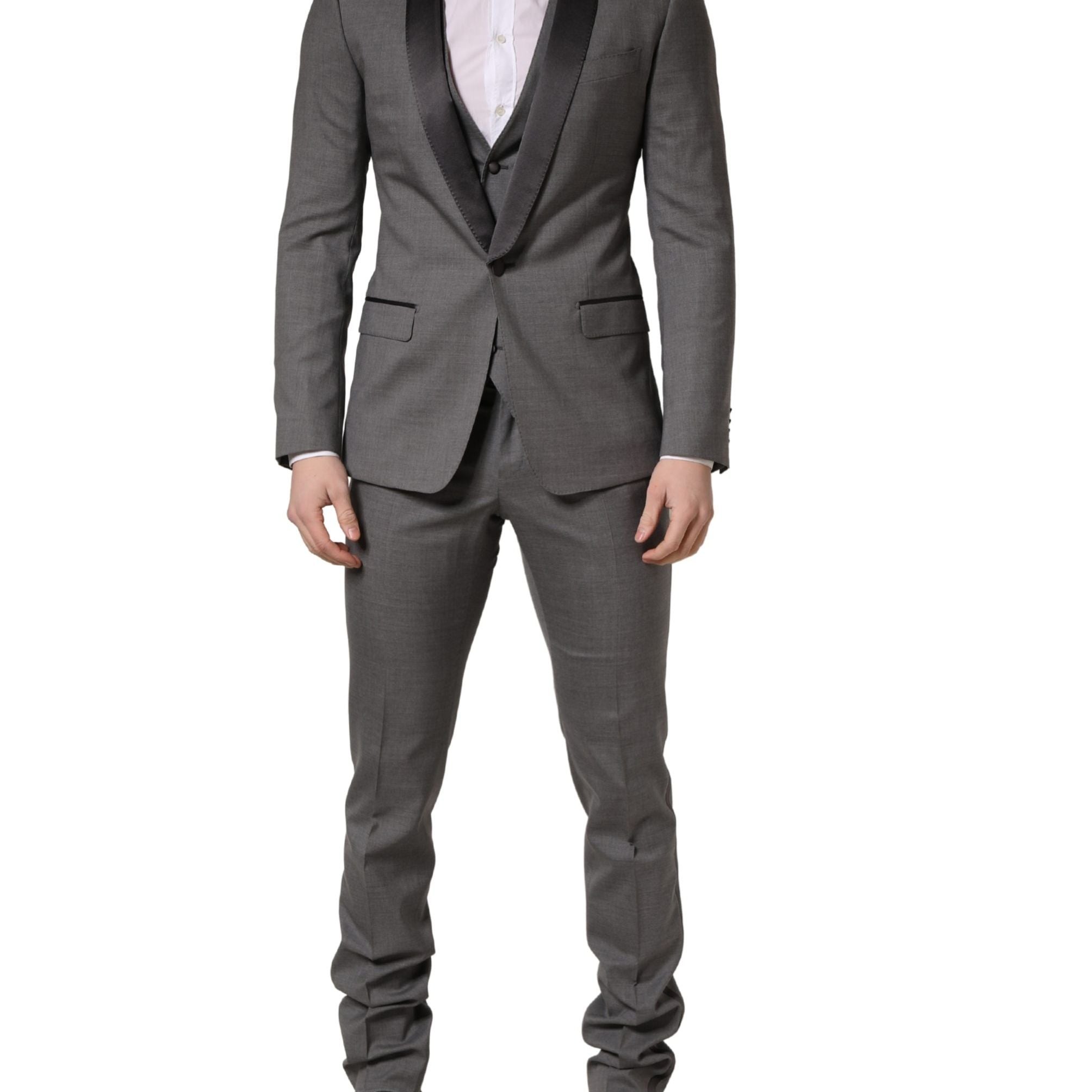 Dolce & Gabbana Gray Wool Single Breasted 1 Button 3PC Suit