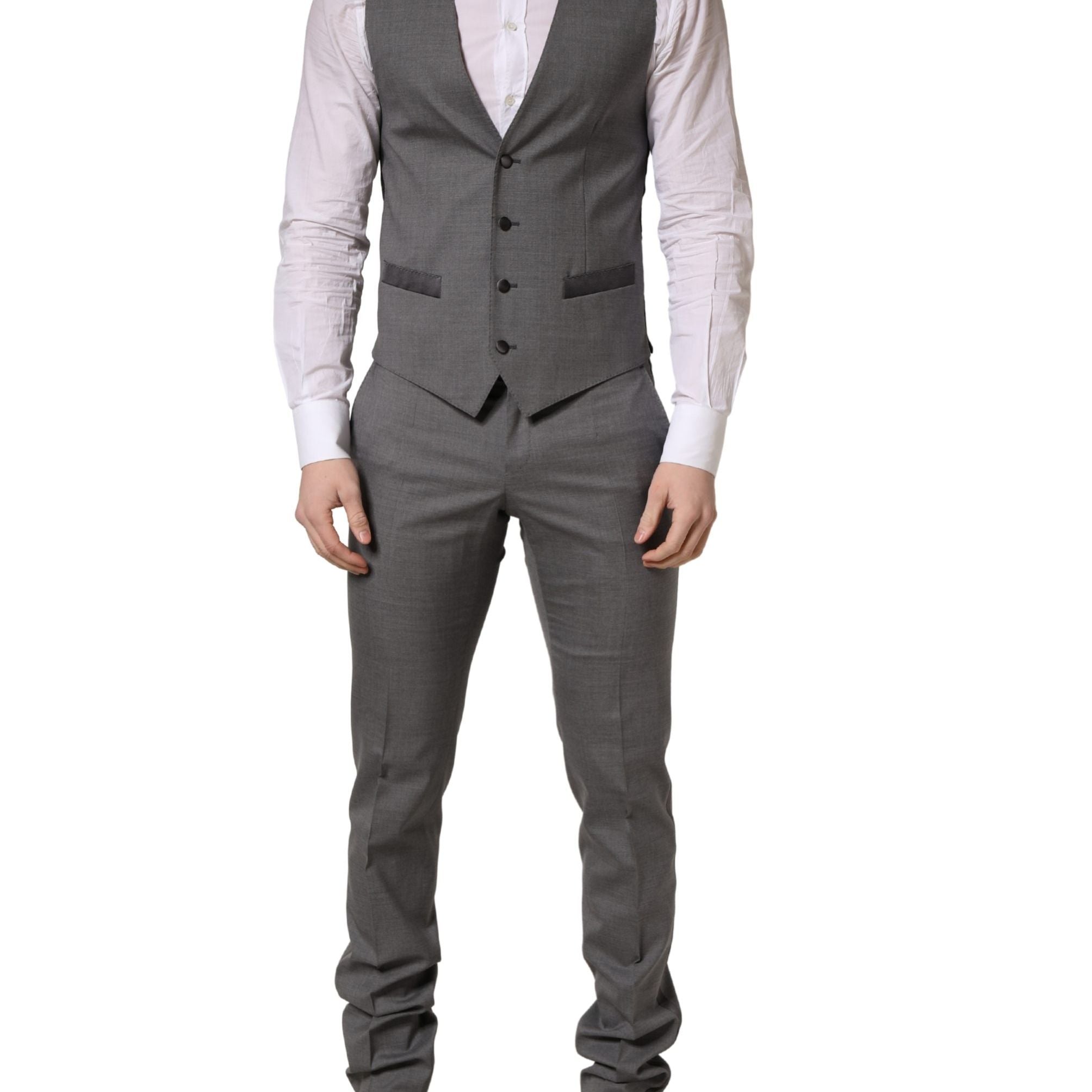 Dolce & Gabbana Gray Wool Single Breasted 1 Button 3PC Suit