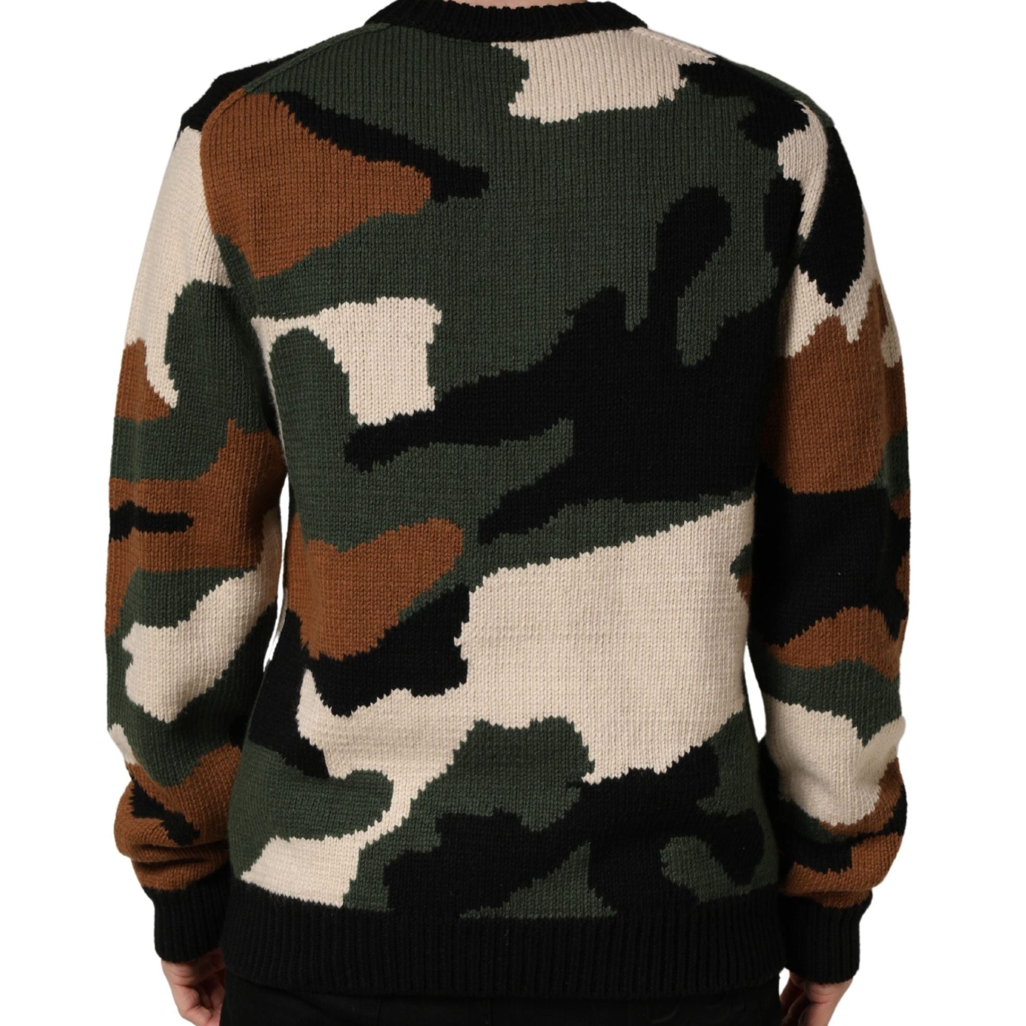 Dolce & Gabbana Multicolor Intarsia-Knit Camouflage Pullover Sweater