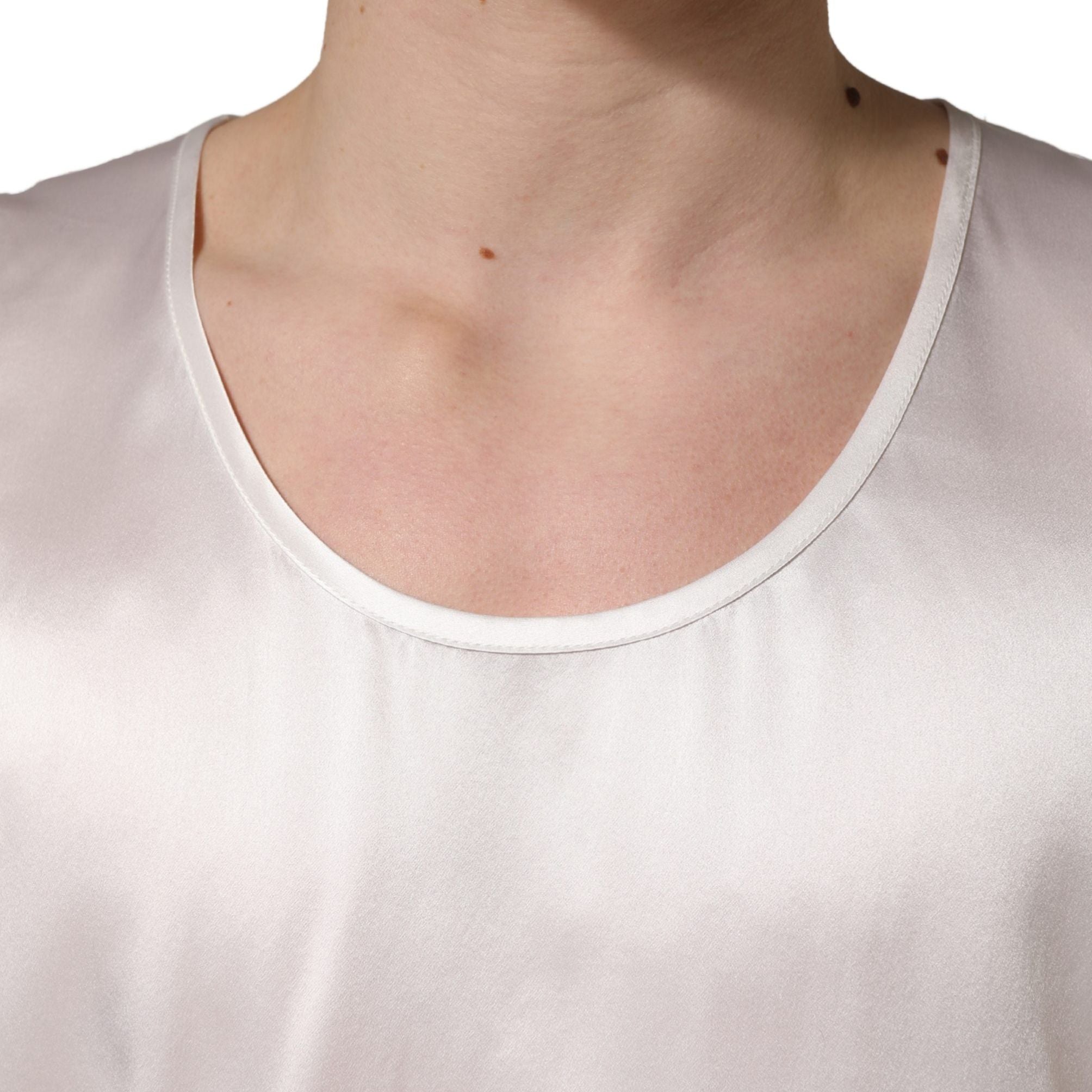 Dolce & Gabbana White Satin Polyester SleevelessTank T-shirt