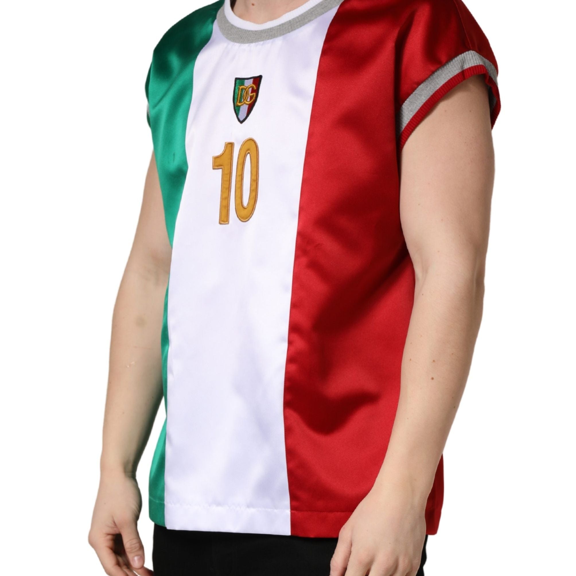 Dolce & Gabbana Multicolor Italia DG Logo Satin Tank T-shirt