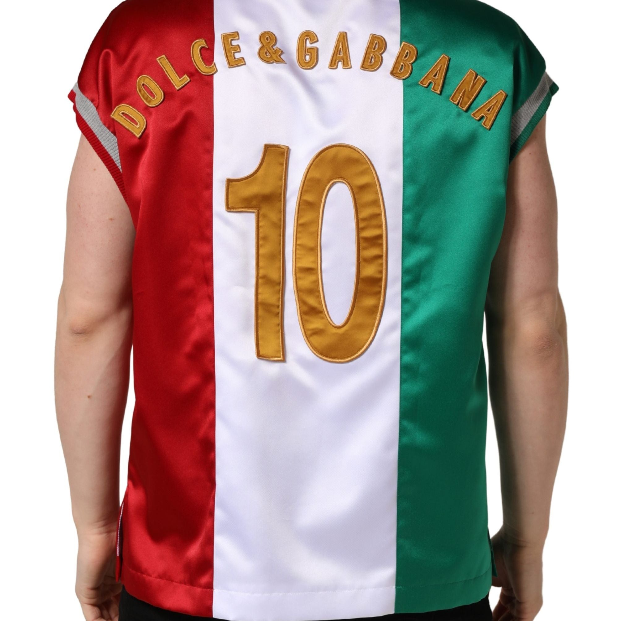Dolce & Gabbana Multicolor Italia DG Logo Satin Tank T-shirt