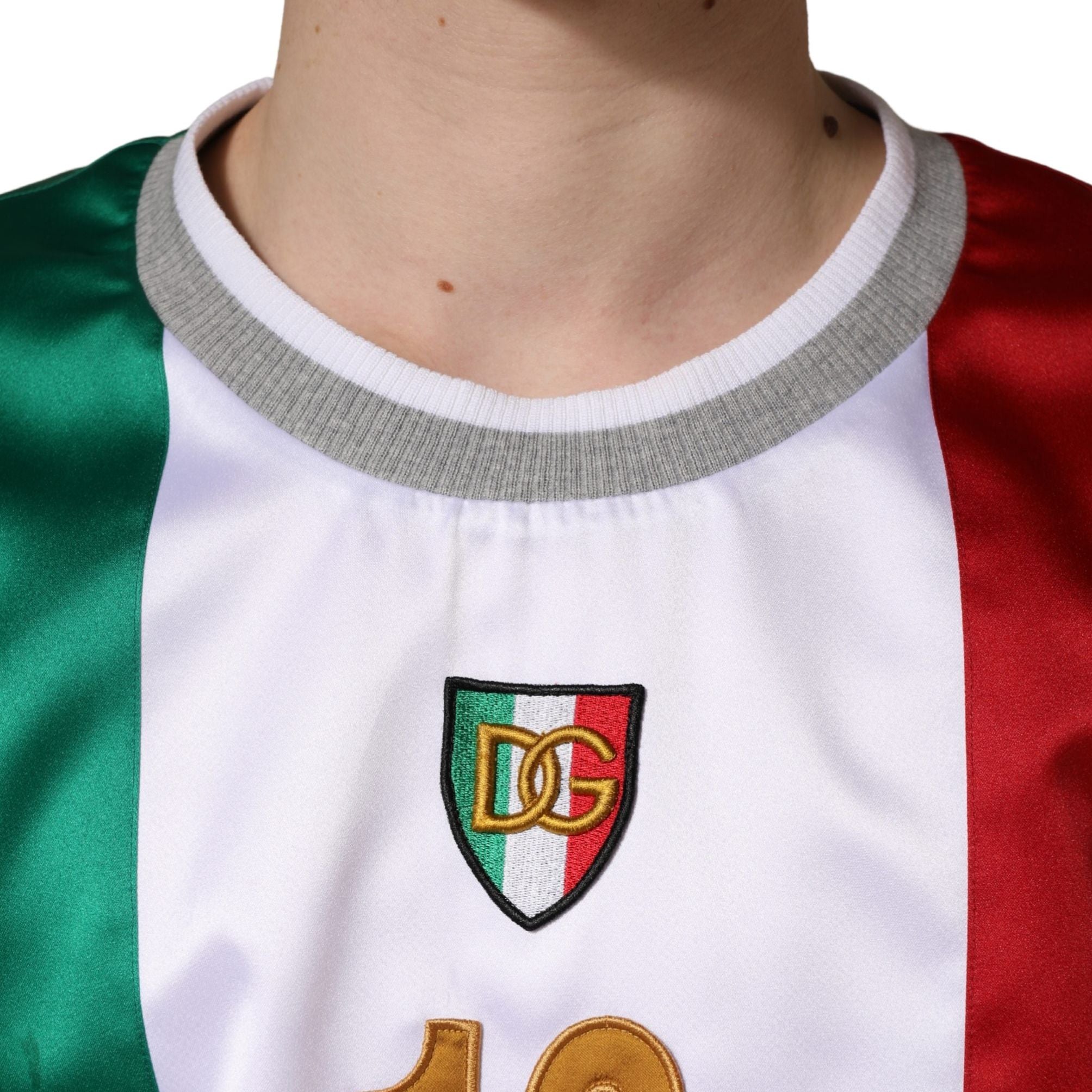 Dolce & Gabbana Multicolor Italia DG Logo Satin Tank T-shirt