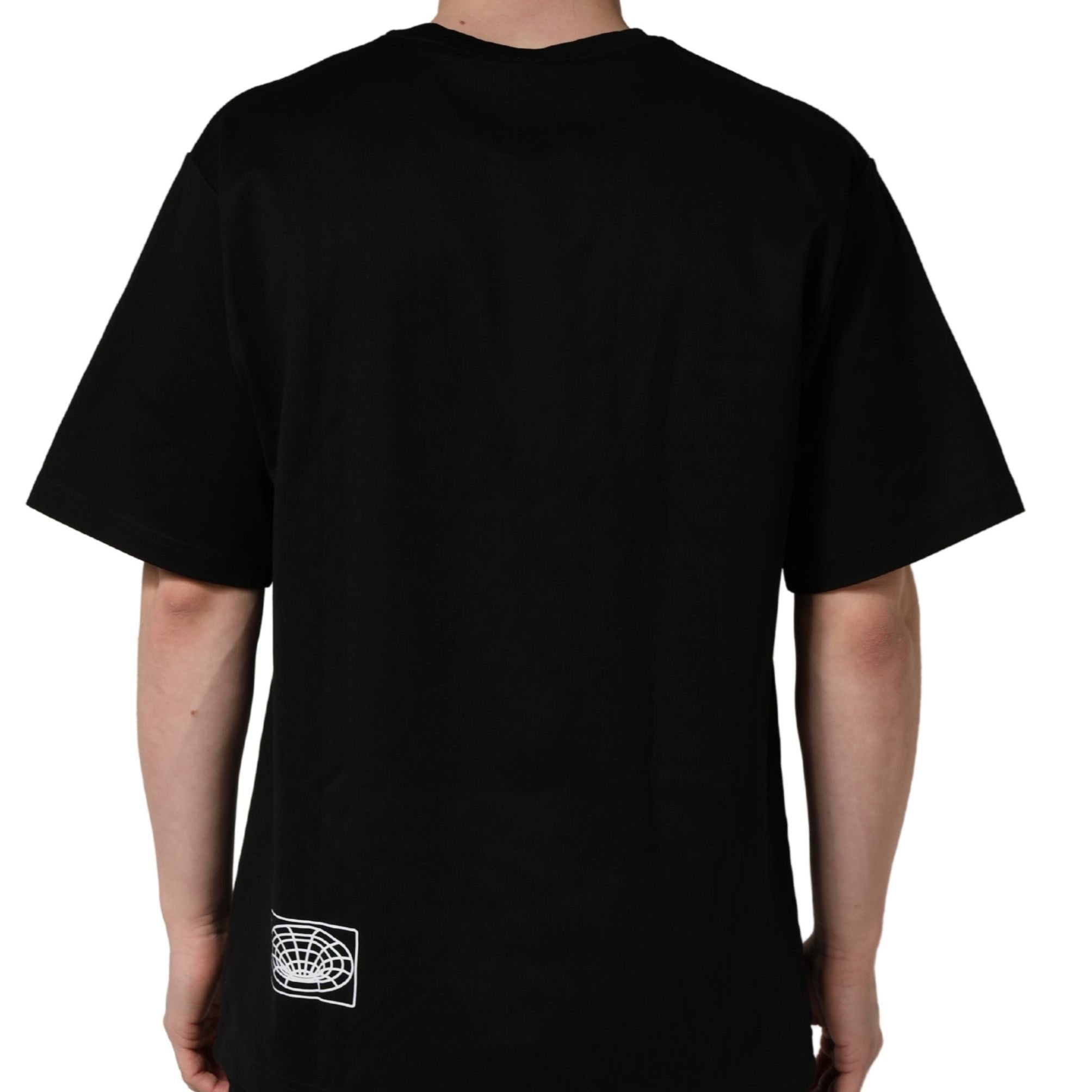 Dolce & Gabbana Black Logo Embroidered Men Crew Neck T-shirt