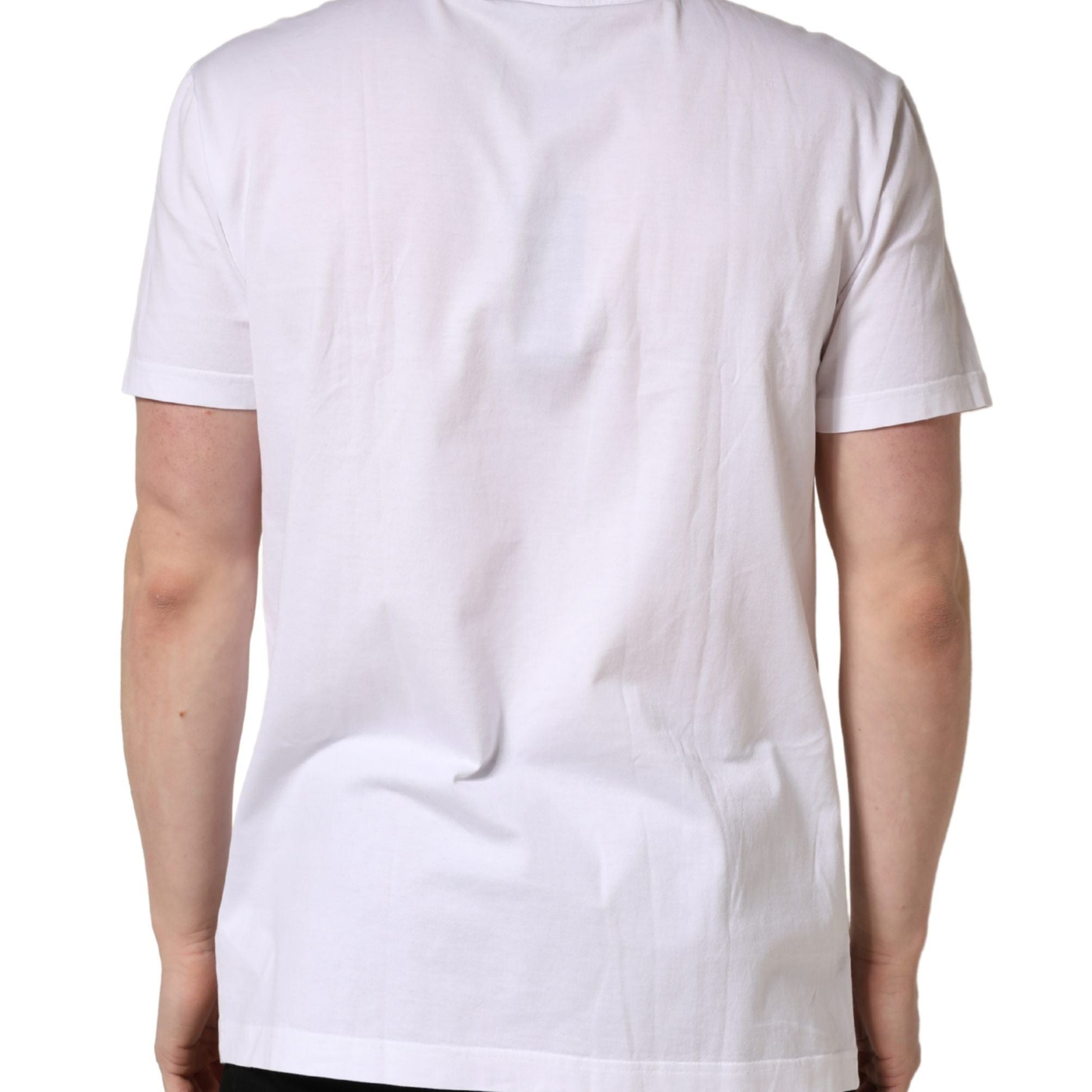 Dolce & Gabbana White Barcode Cotton Crew Neck Men T-shirt