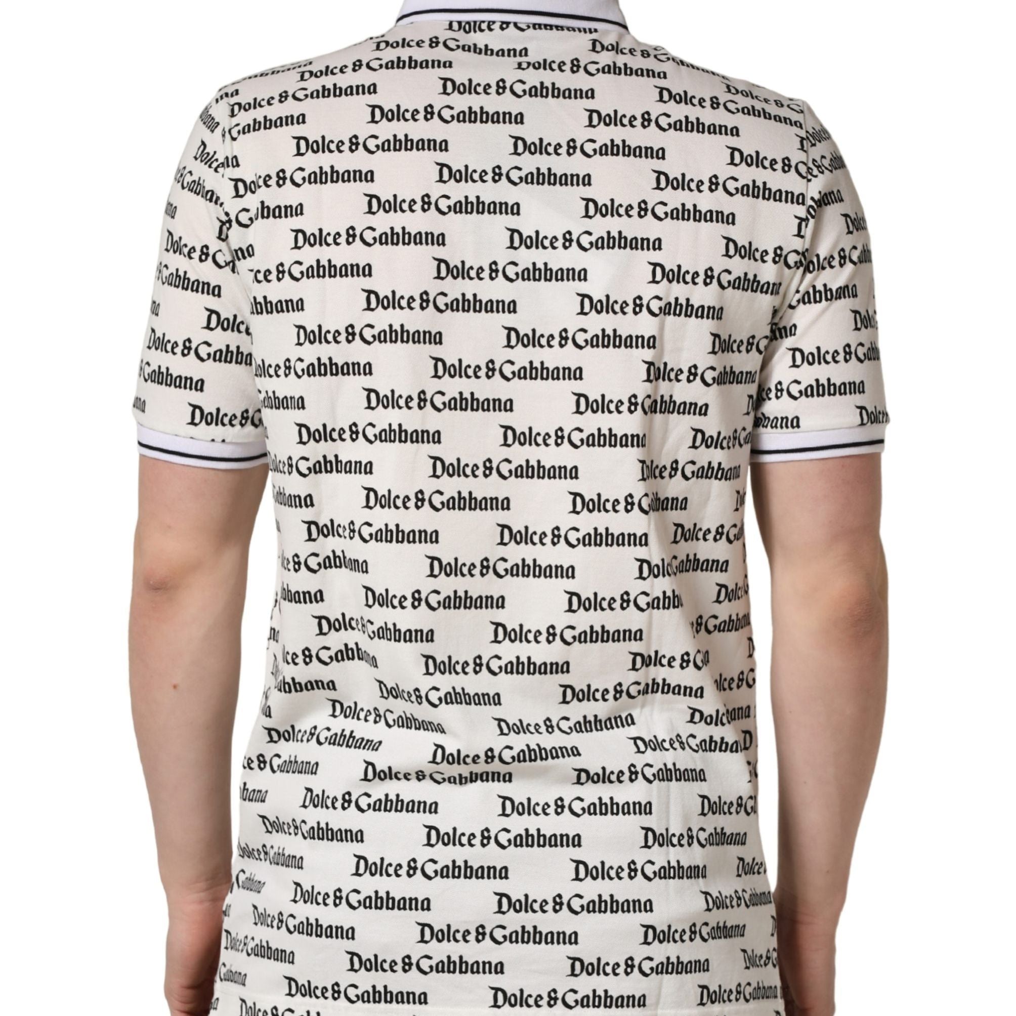Dolce & Gabbana White Logo Monogram Cotton Men Polo  T-shirt