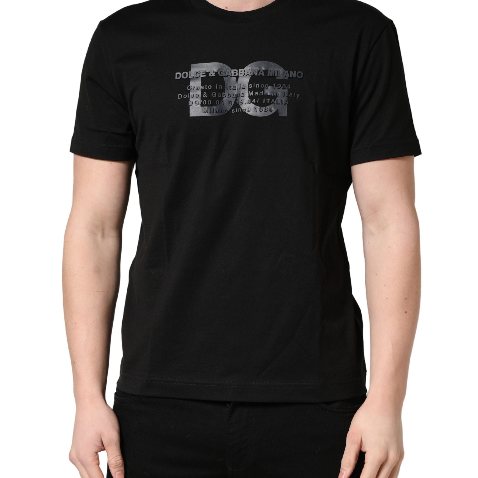 +39 MASQ Black Logo DG Print Cotton Crew Neck T-shirt