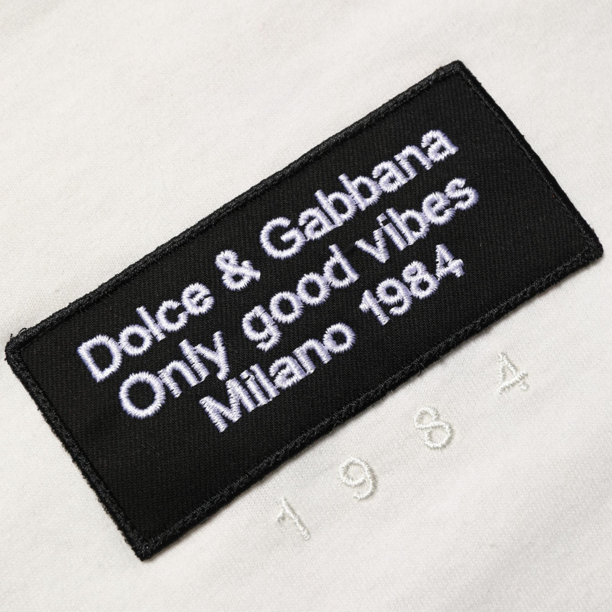 Dolce & Gabbana White Logo Patch Cotton Men Crew Neck  T-shirt