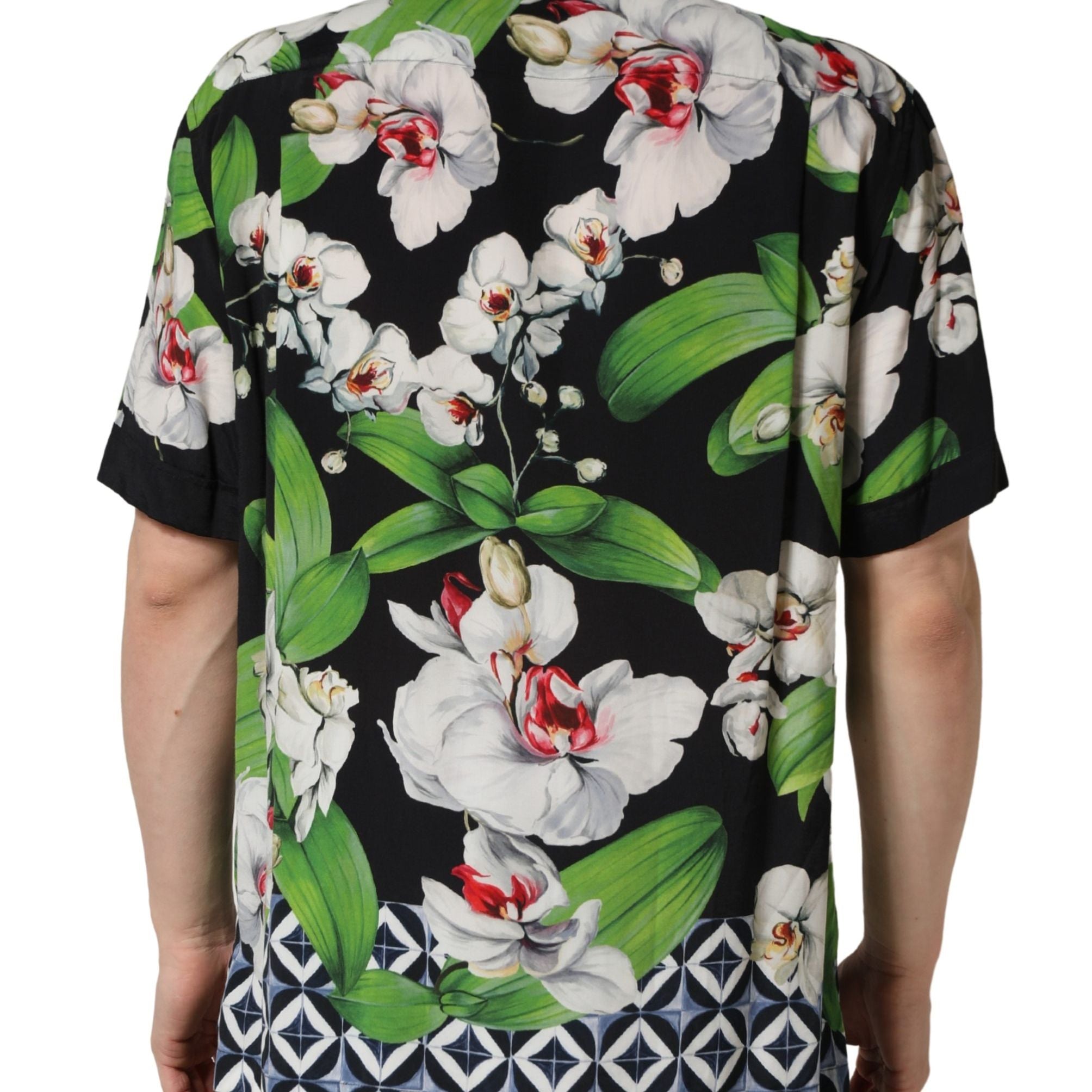 Dolce & Gabbana Multicolor Tropical Orchid Print Men Shirt