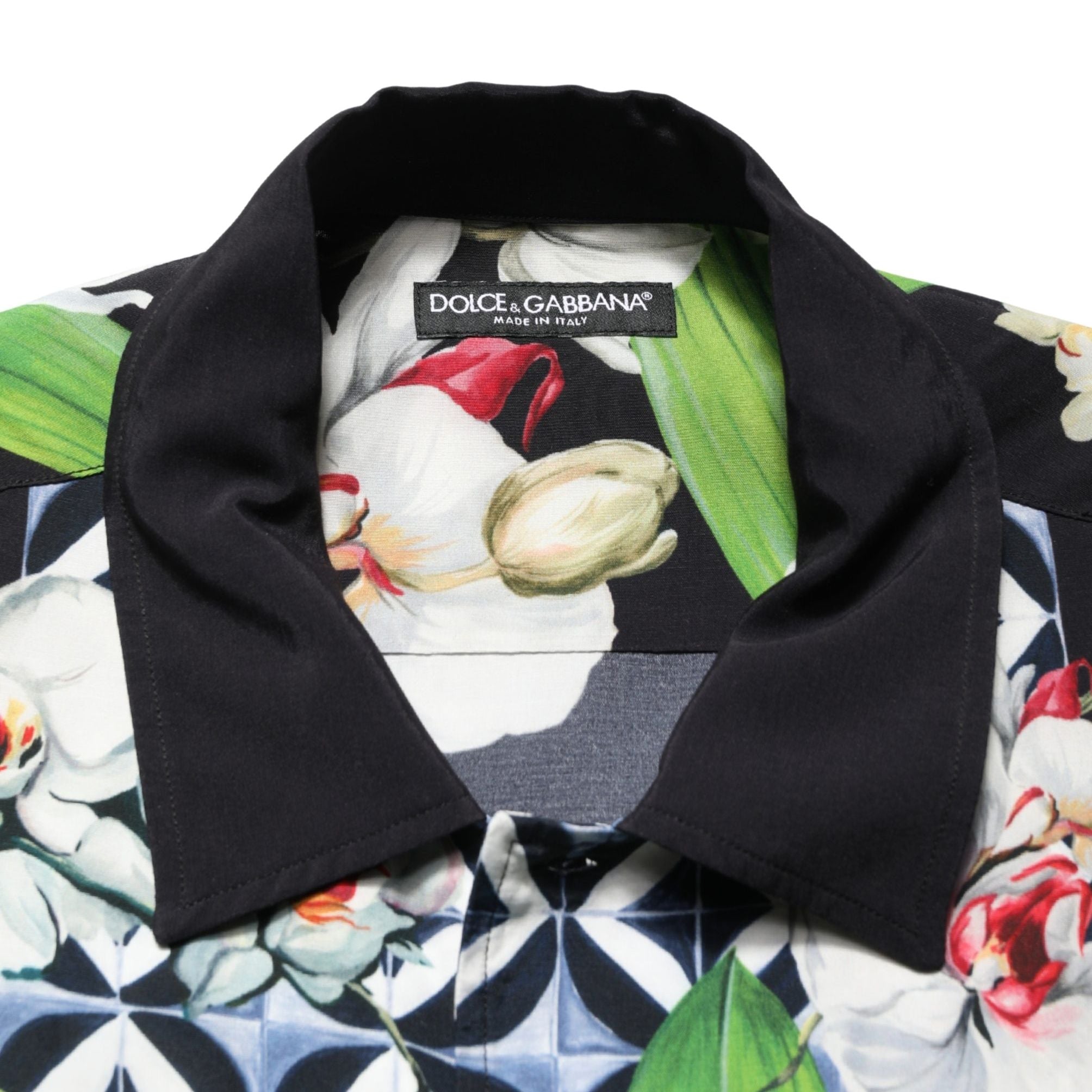 Dolce & Gabbana Multicolor Tropical Orchid Print Men Shirt