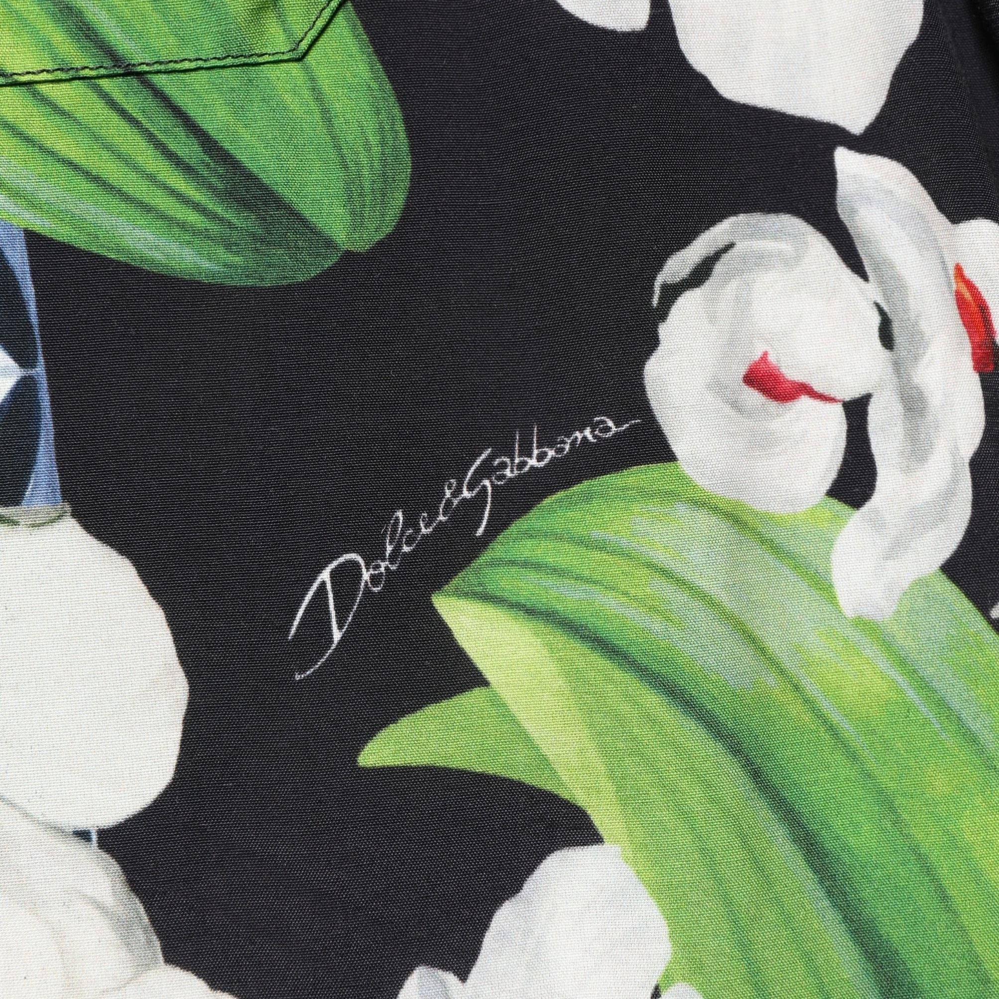Dolce & Gabbana Multicolor Tropical Orchid Print Men Shirt