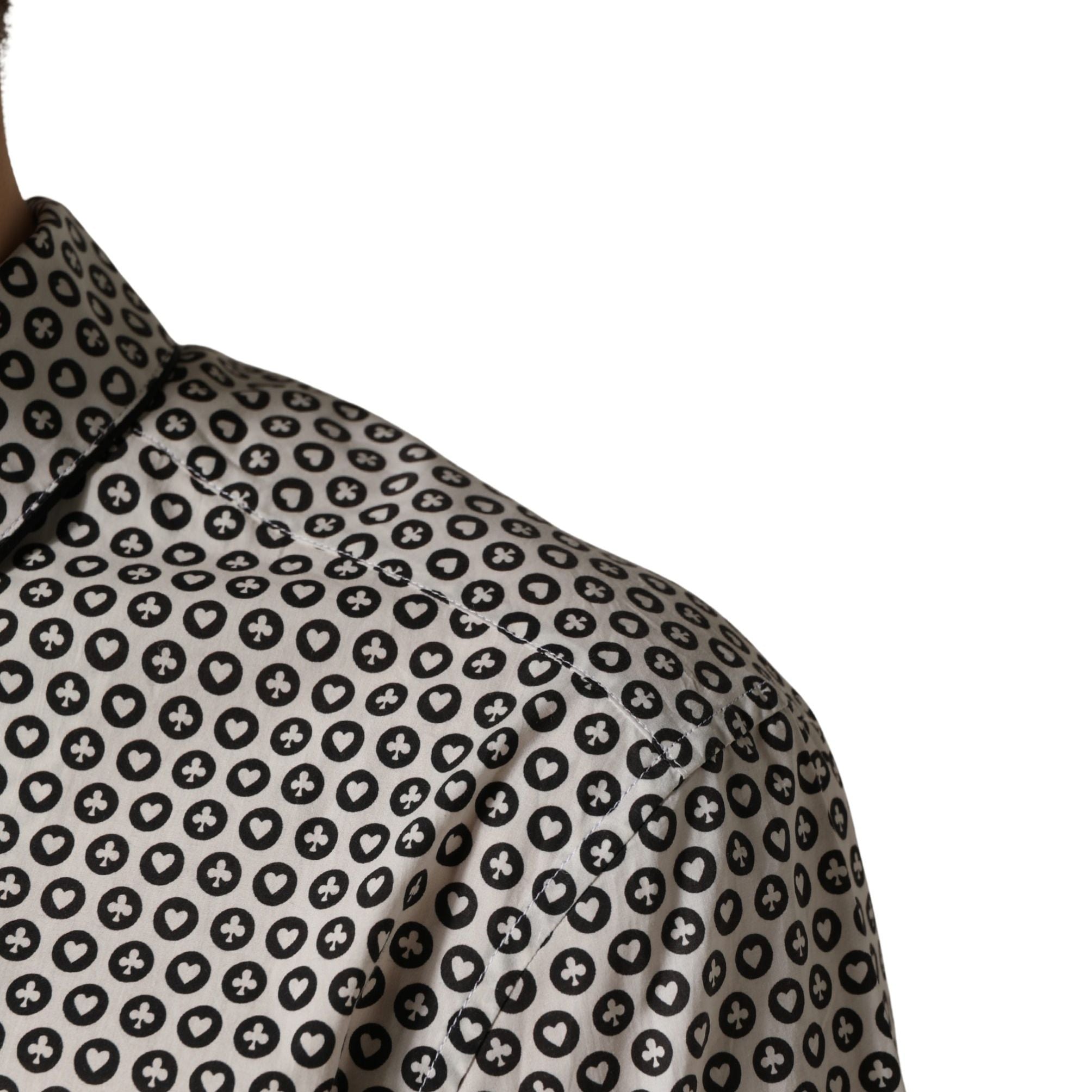 Dolce & Gabbana Black White Geometric Pattern Collared Shirt