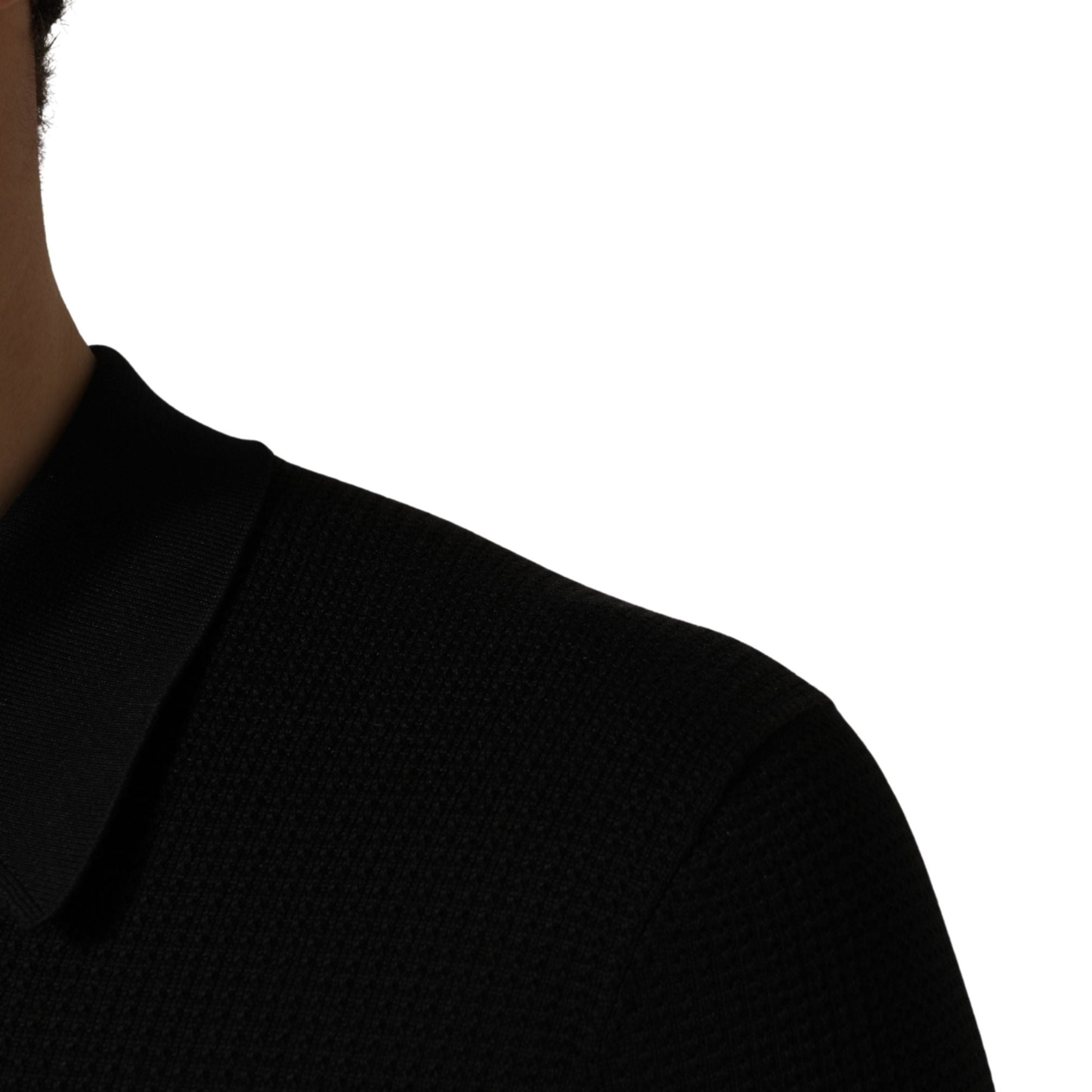 Dolce & Gabbana Black Heraldic Crest Patch Silk Polo T-shirt