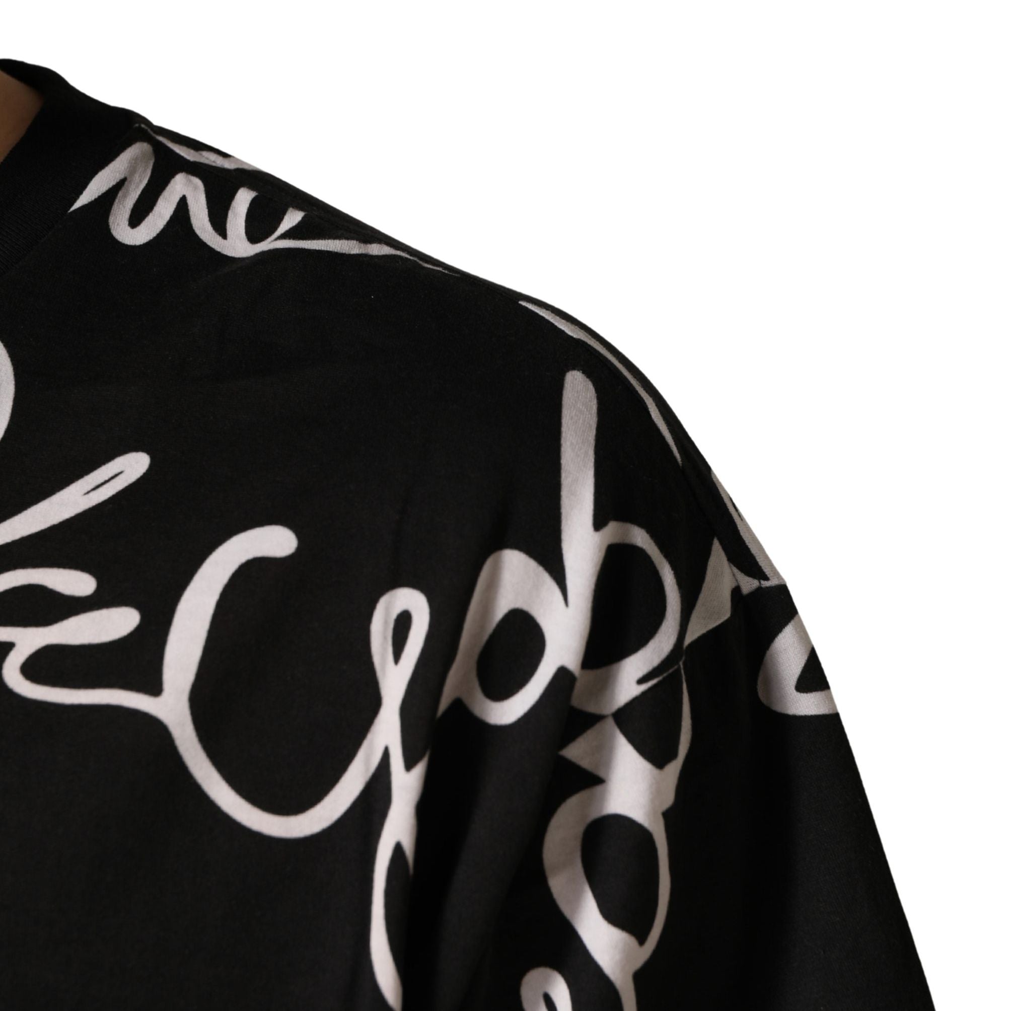 Dolce & Gabbana Black Script Logo Print Men Crew Neck T-shirt