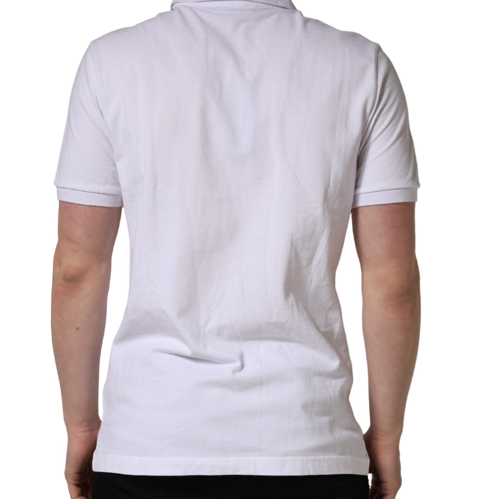 Dolce & Gabbana White Logo Embroidered Cotton Polo T-shirt