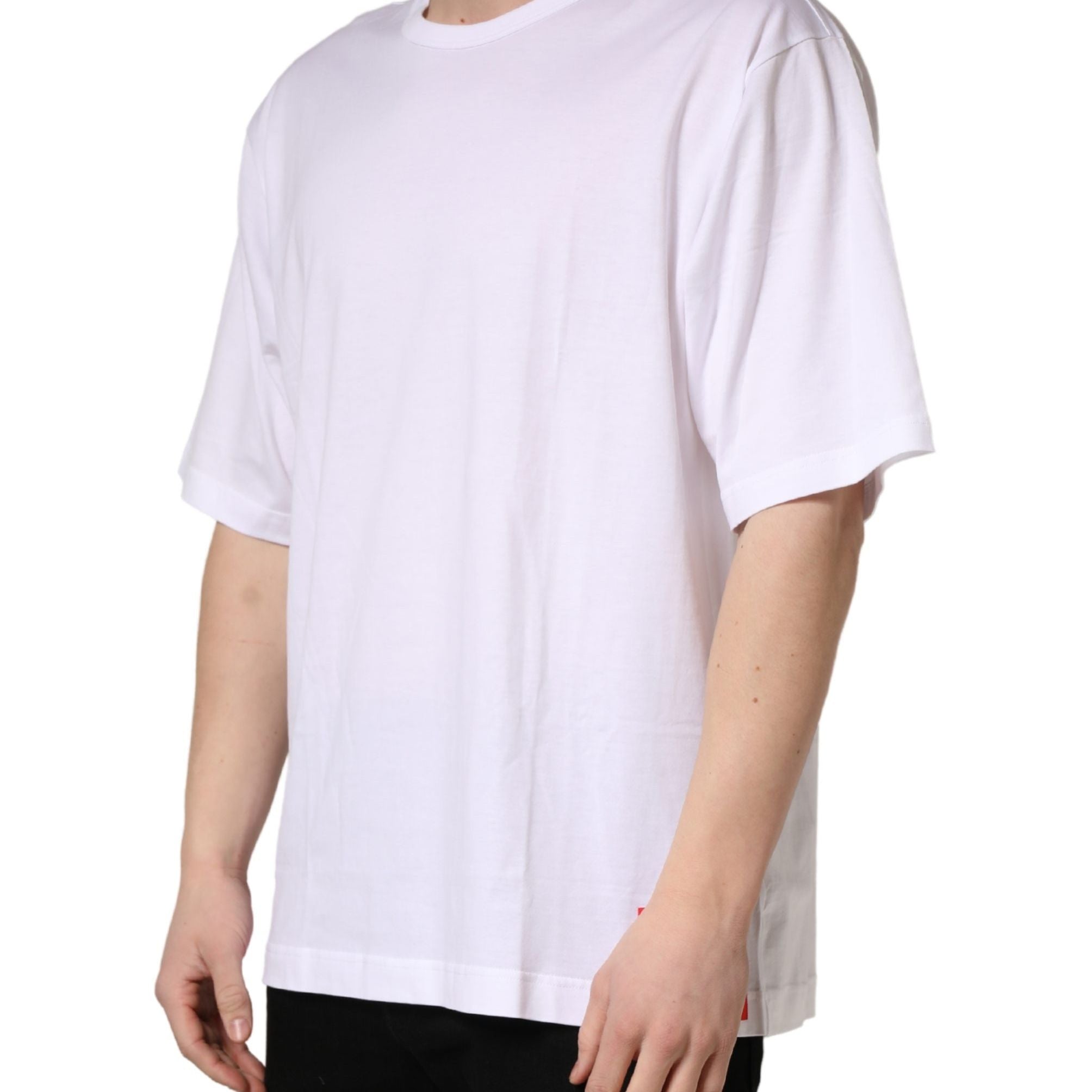Dolce & Gabbana White Cotton Short Sleeves Crew Neck T-shirt