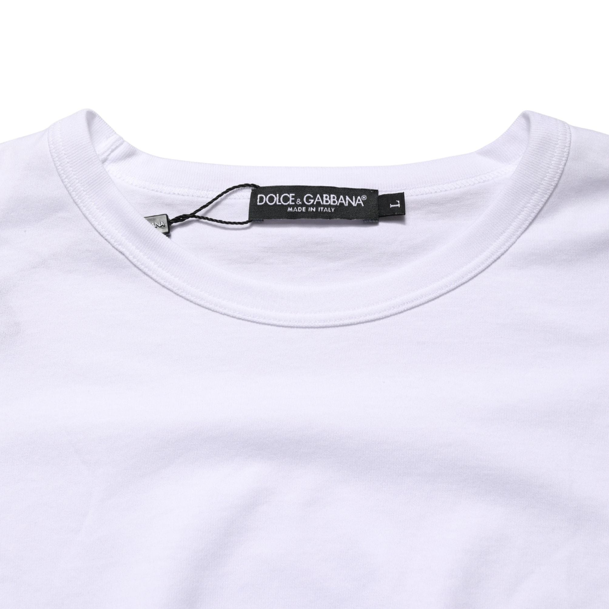 Dolce & Gabbana White Cotton Short Sleeves Crew Neck T-shirt