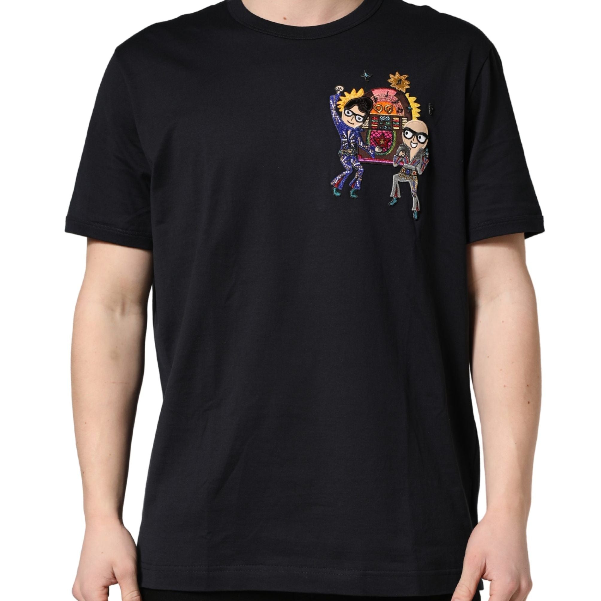 Dolce & Gabbana Black #DGFAMILY Patch Men Crew Neck T-shirt