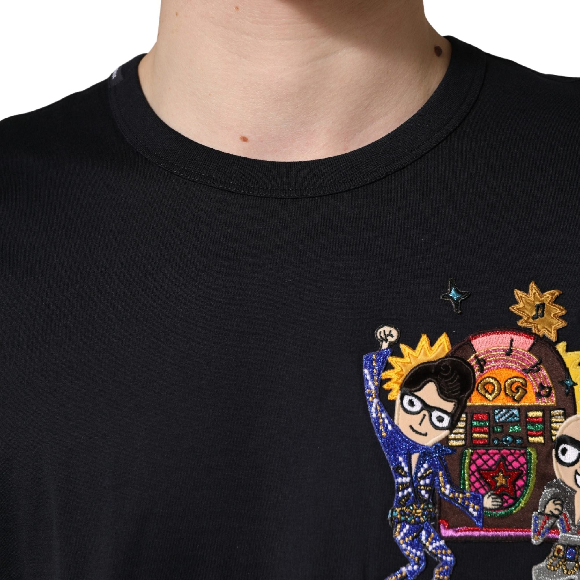 Dolce & Gabbana Black #DGFAMILY Patch Men Crew Neck T-shirt