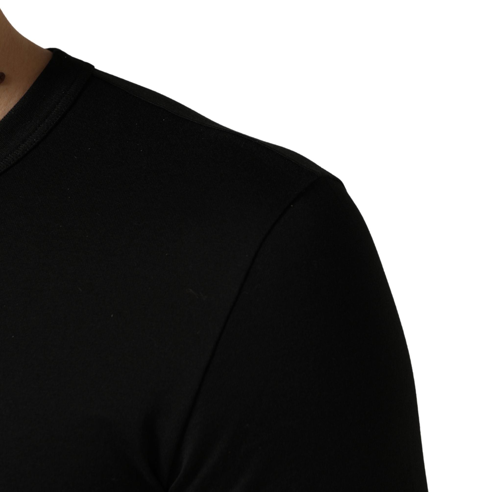 Dolce & Gabbana Black Crown Embroidery Men Crew Neck  T-shirt