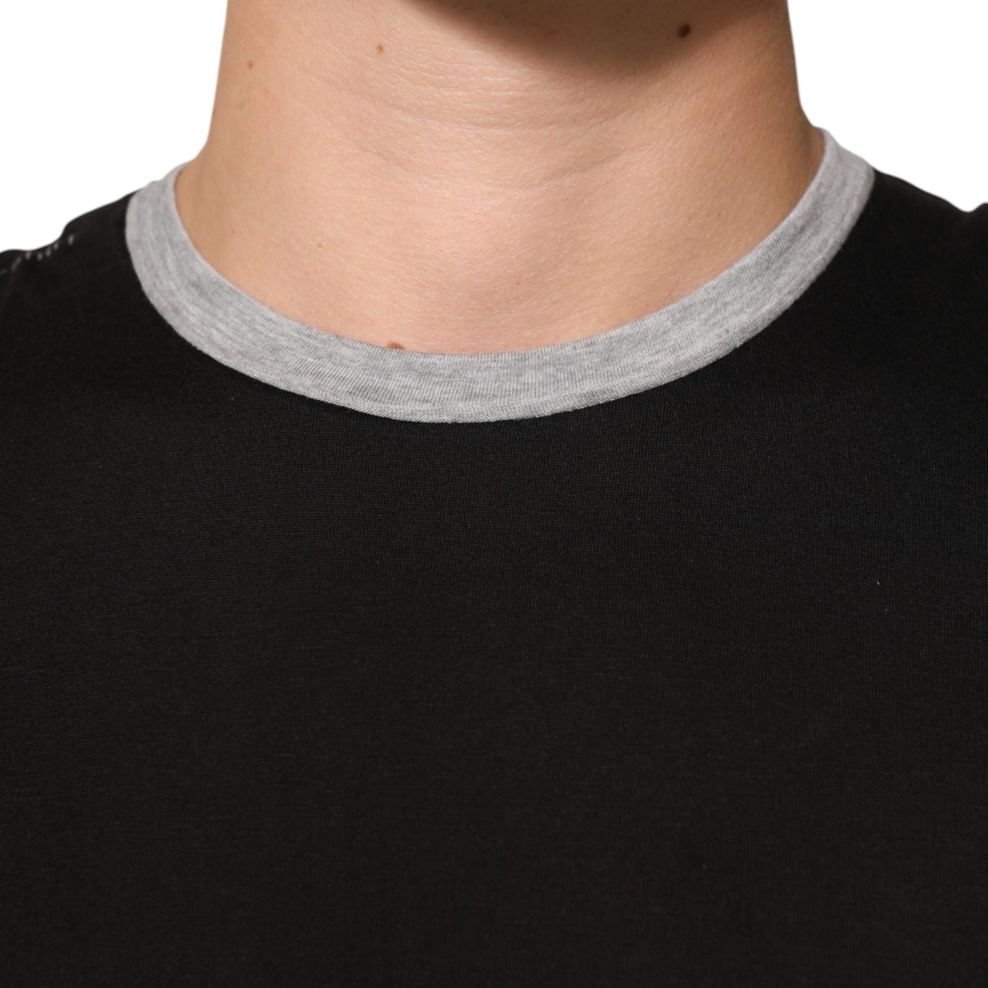 Dolce & Gabbana Black Two Tone DG Logo Print Cotton  T-shirt