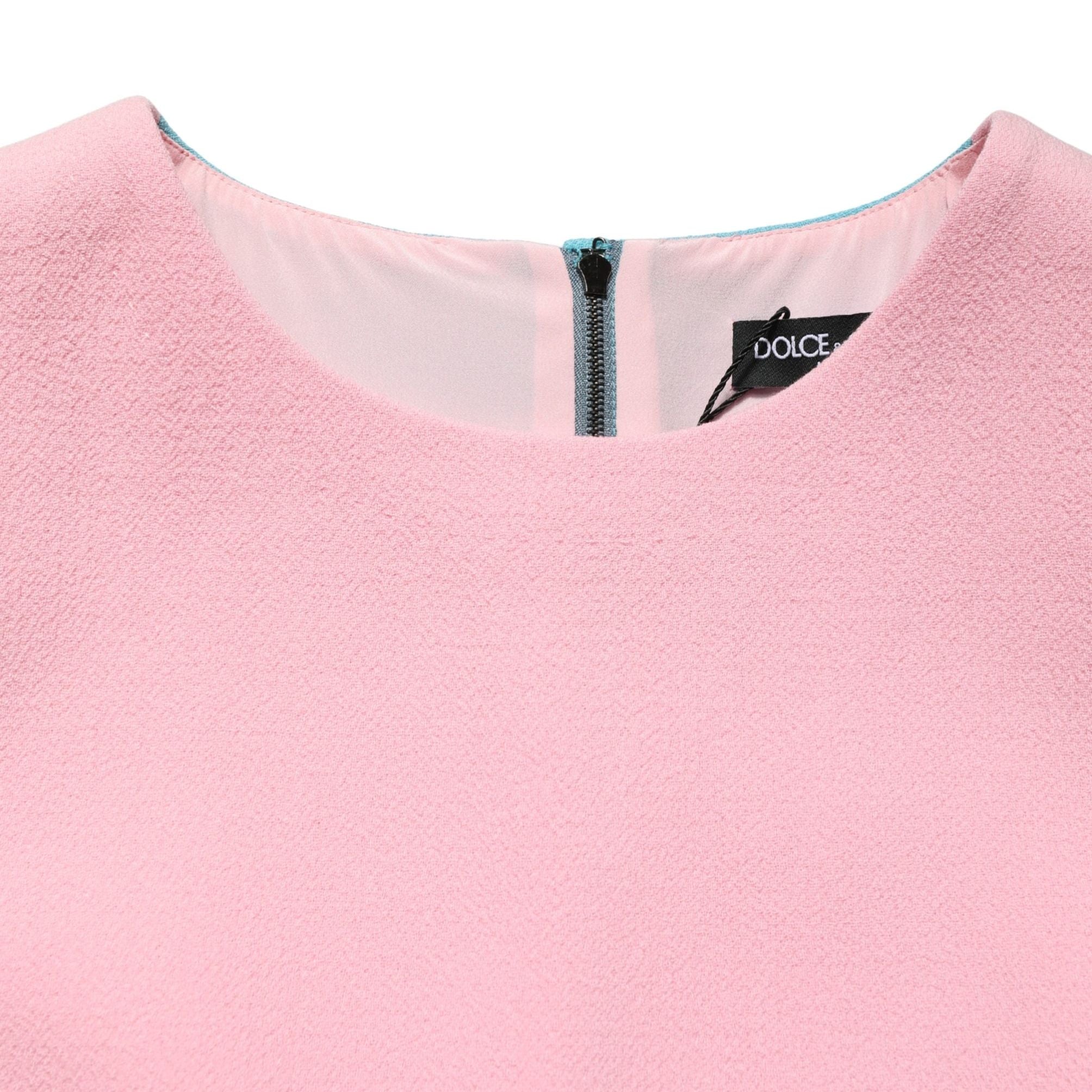 Dolce & Gabbana Pink Blue Wool Sleeveless Shift Mini  Dress