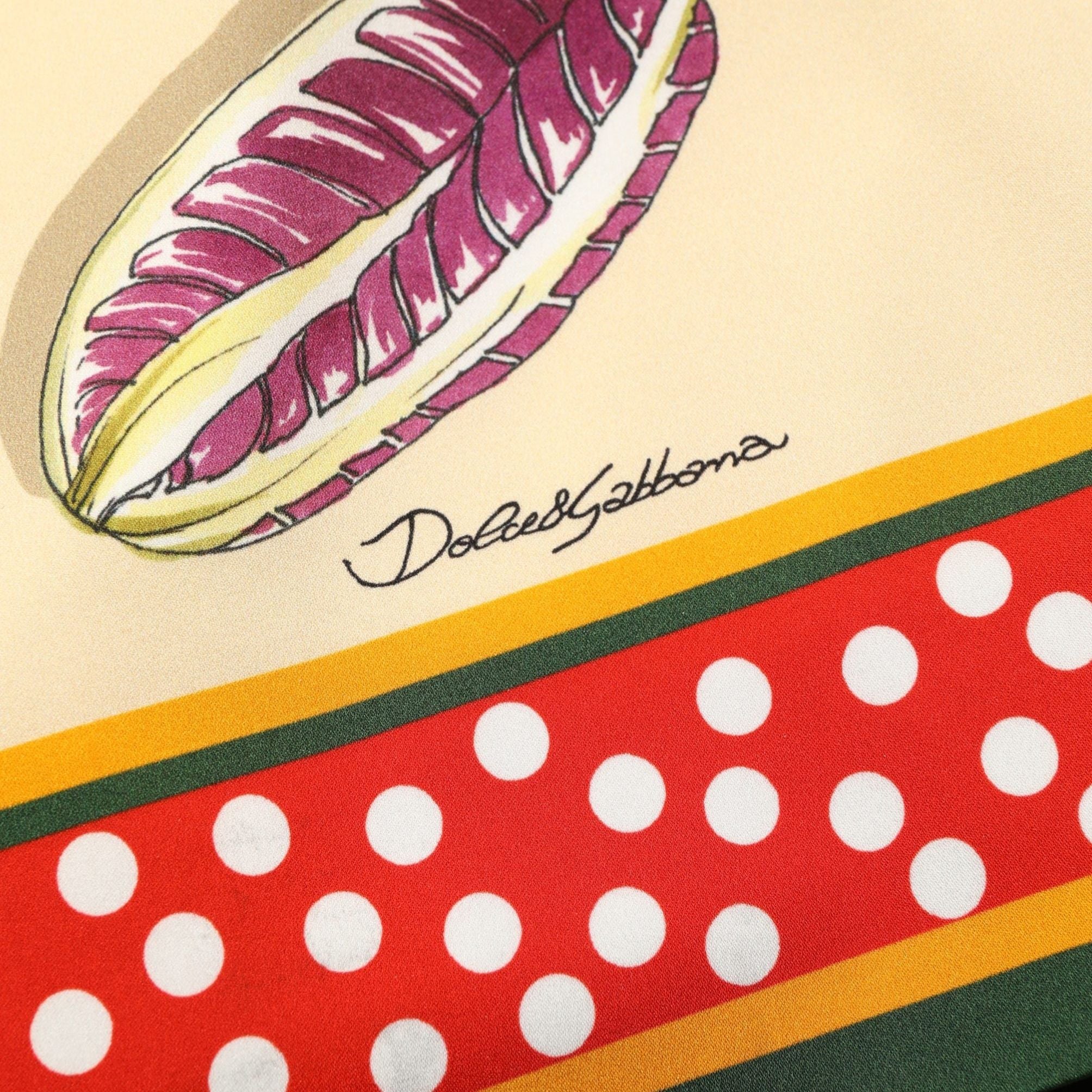 Dolce & Gabbana Beige Fruit PolkaDot Sheath Silk Midi Dress