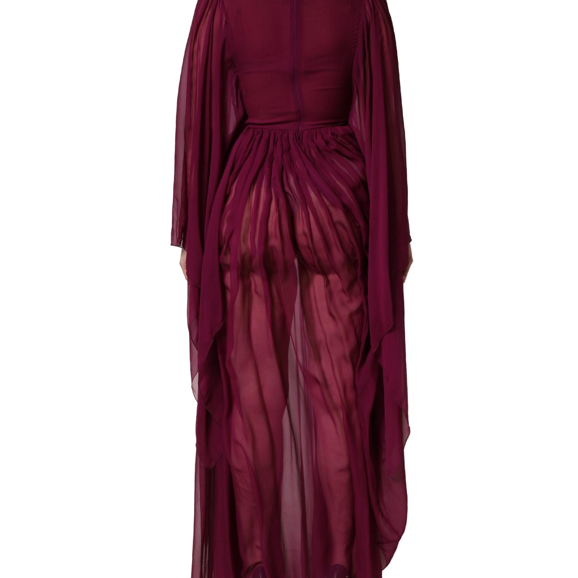 Dolce & Gabbana Purple Sheer Chiffon Silk Long Maxi Dress