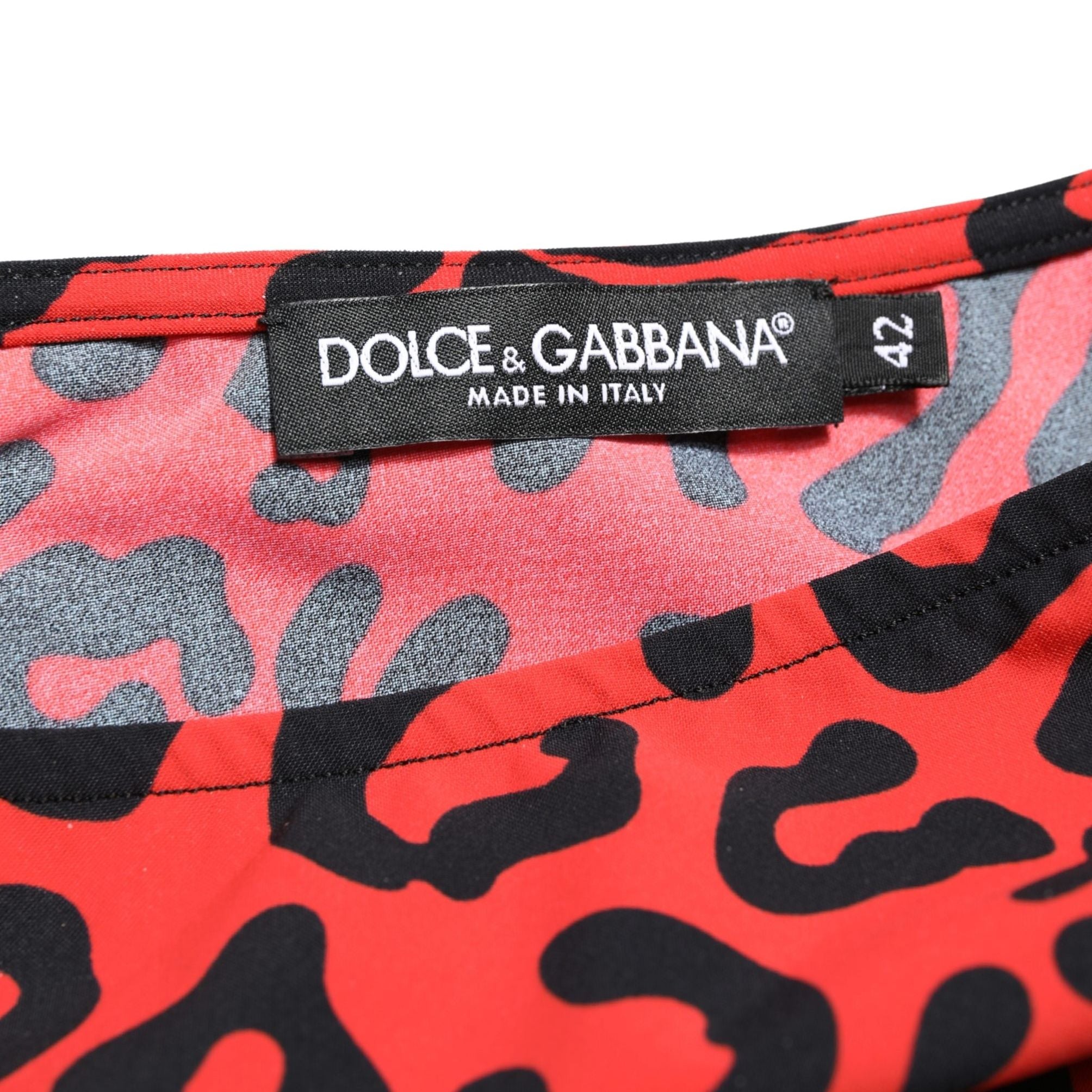 Dolce & Gabbana Black Red Nylon Leopard Pattern Jumpsuit