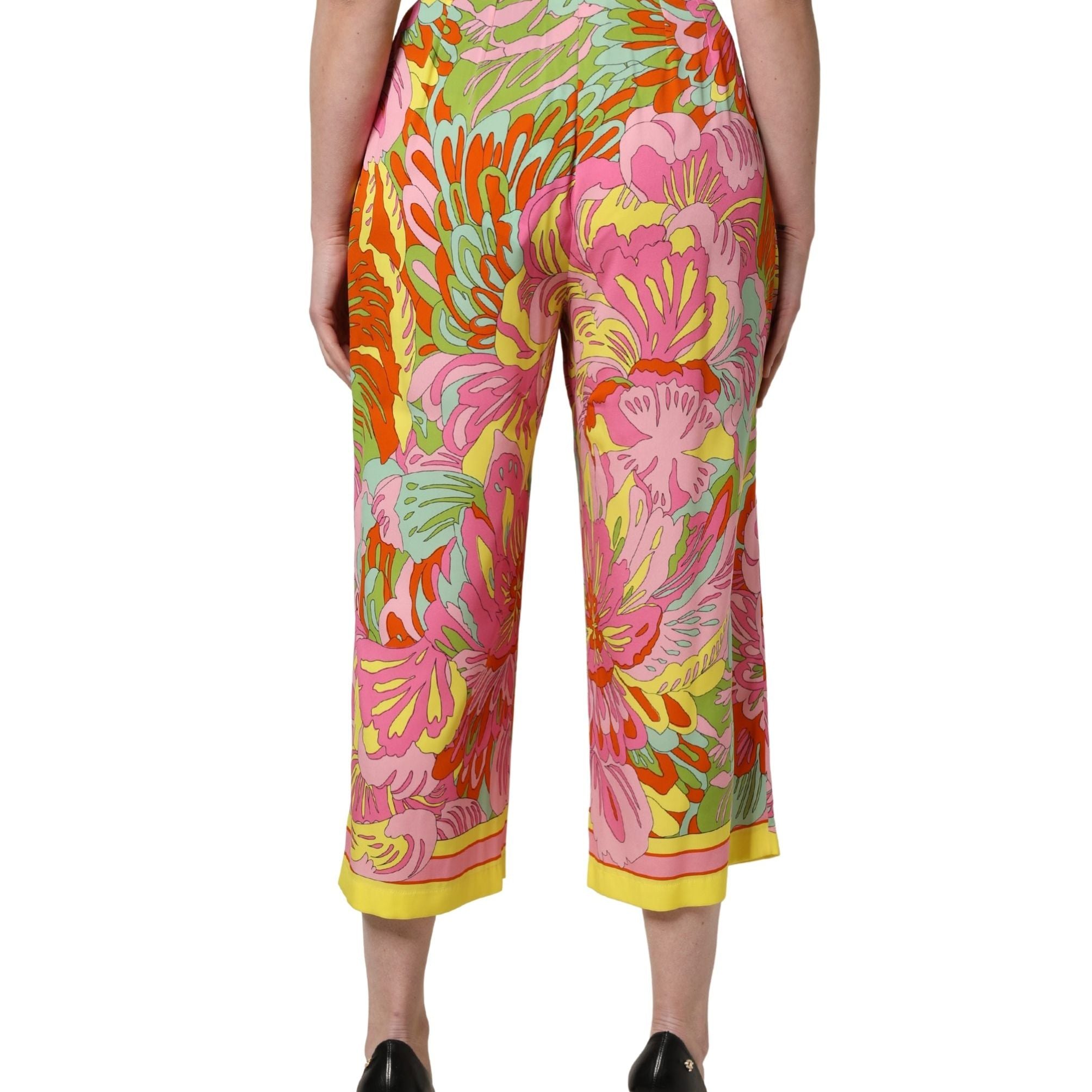 Dolce & Gabbana Multicolor FloralPrint Cropped Trouser Pants