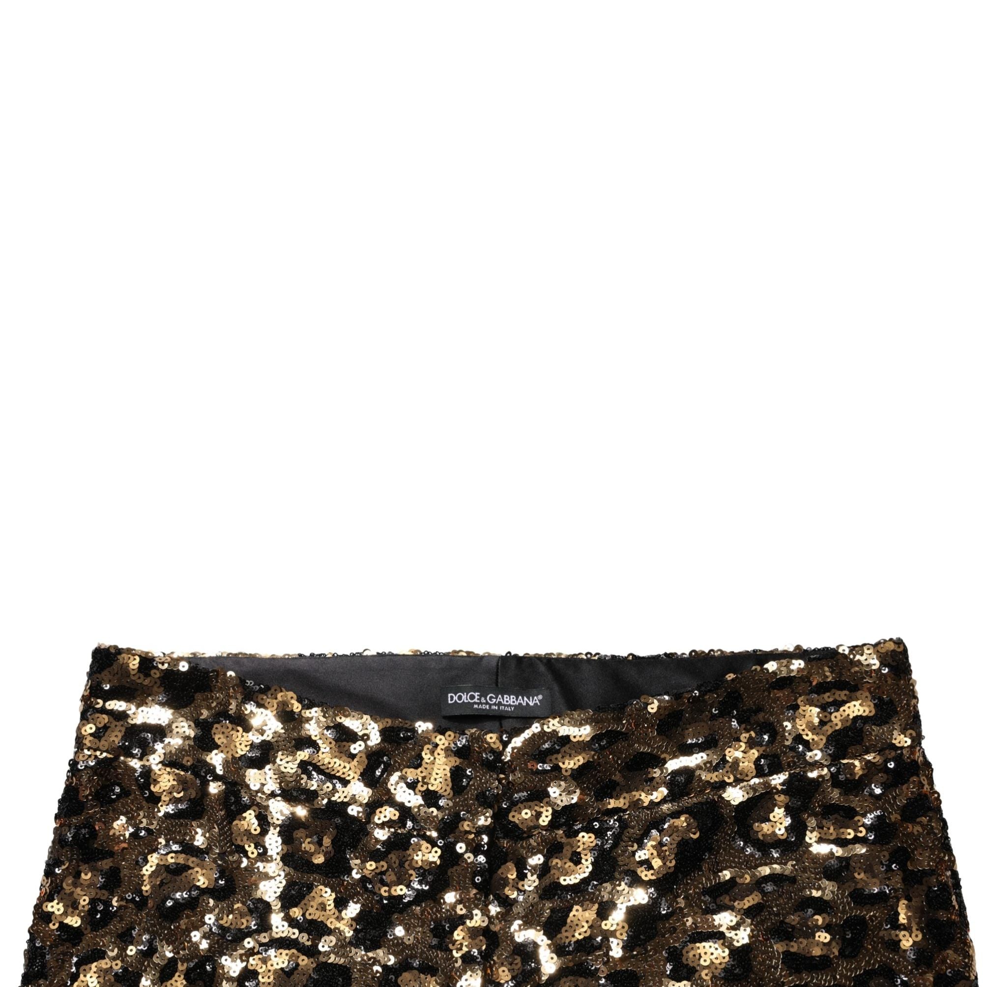 Dolce & Gabbana Gold Leopard Sequined Straight Trouser Pants